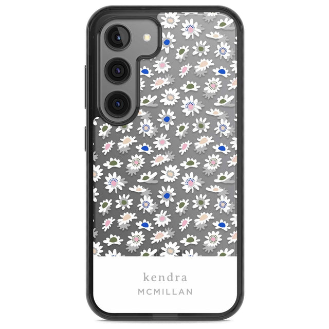 Personalised Grey & White Daisies Floral Design Custom Phone Case Samsung S22 / Black Impact Case,Samsung S23 / Black Impact Case Blanc Space