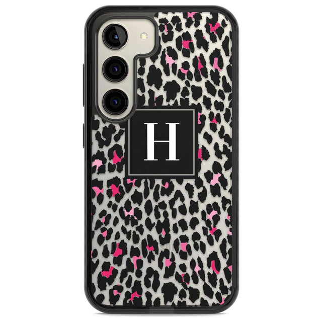 Personalised Pink Monogram Leopard Spots Custom Phone Case Samsung S22 / Black Impact Case,Samsung S23 / Black Impact Case Blanc Space