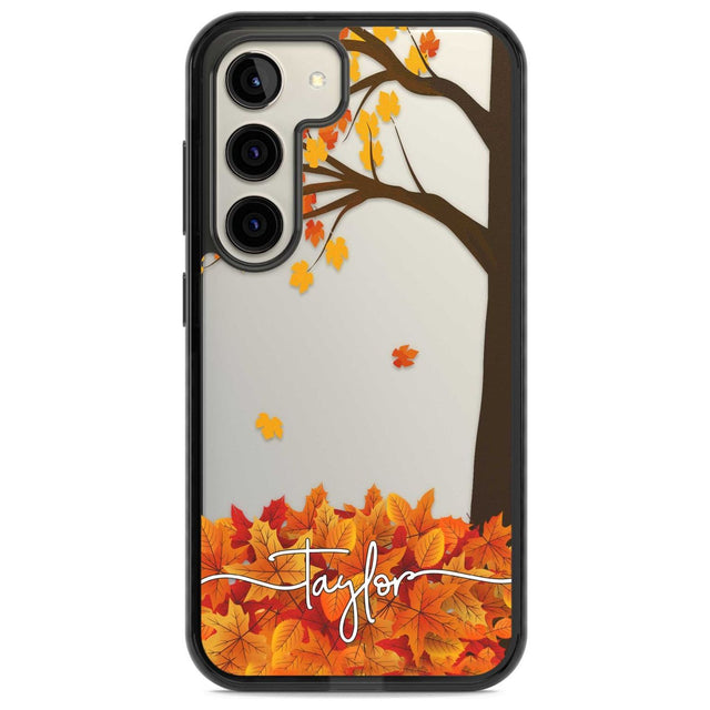 Personalised Autumn Leaves Custom Phone Case Samsung S22 / Black Impact Case,Samsung S23 / Black Impact Case Blanc Space