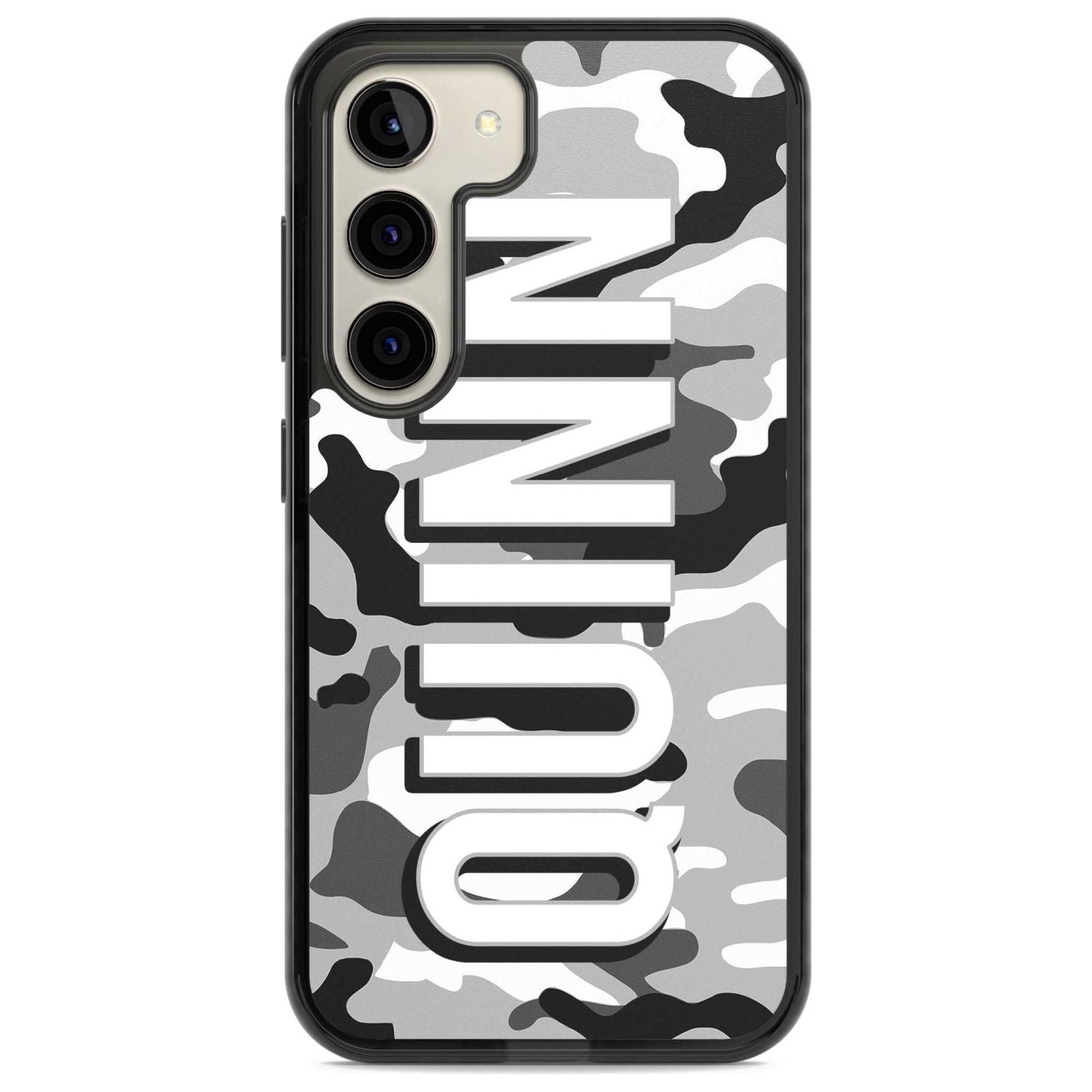 Personalised Greyscale Camo Custom Phone Case Samsung S22 / Black Impact Case,Samsung S23 / Black Impact Case Blanc Space