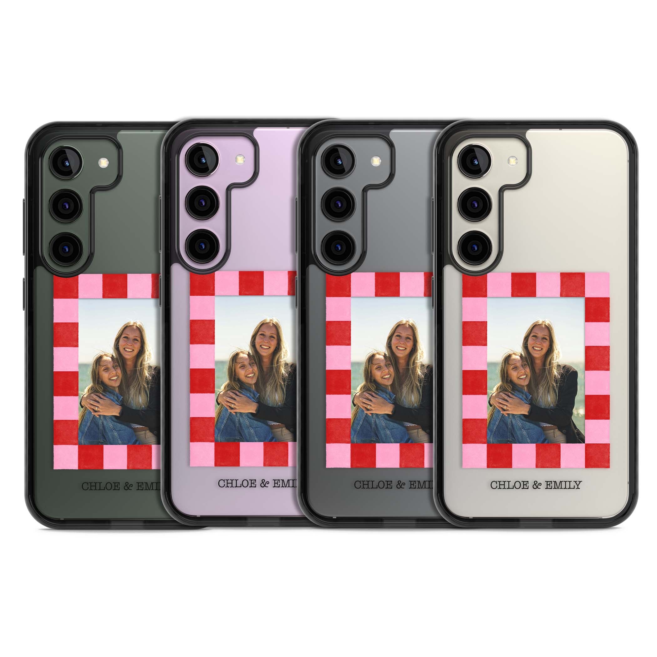Bubblegum Check Photo for her iPhone case | Black Impact case for Samsung Galaxy S24, Samsung Galaxy S23, Samsung Galaxy S22