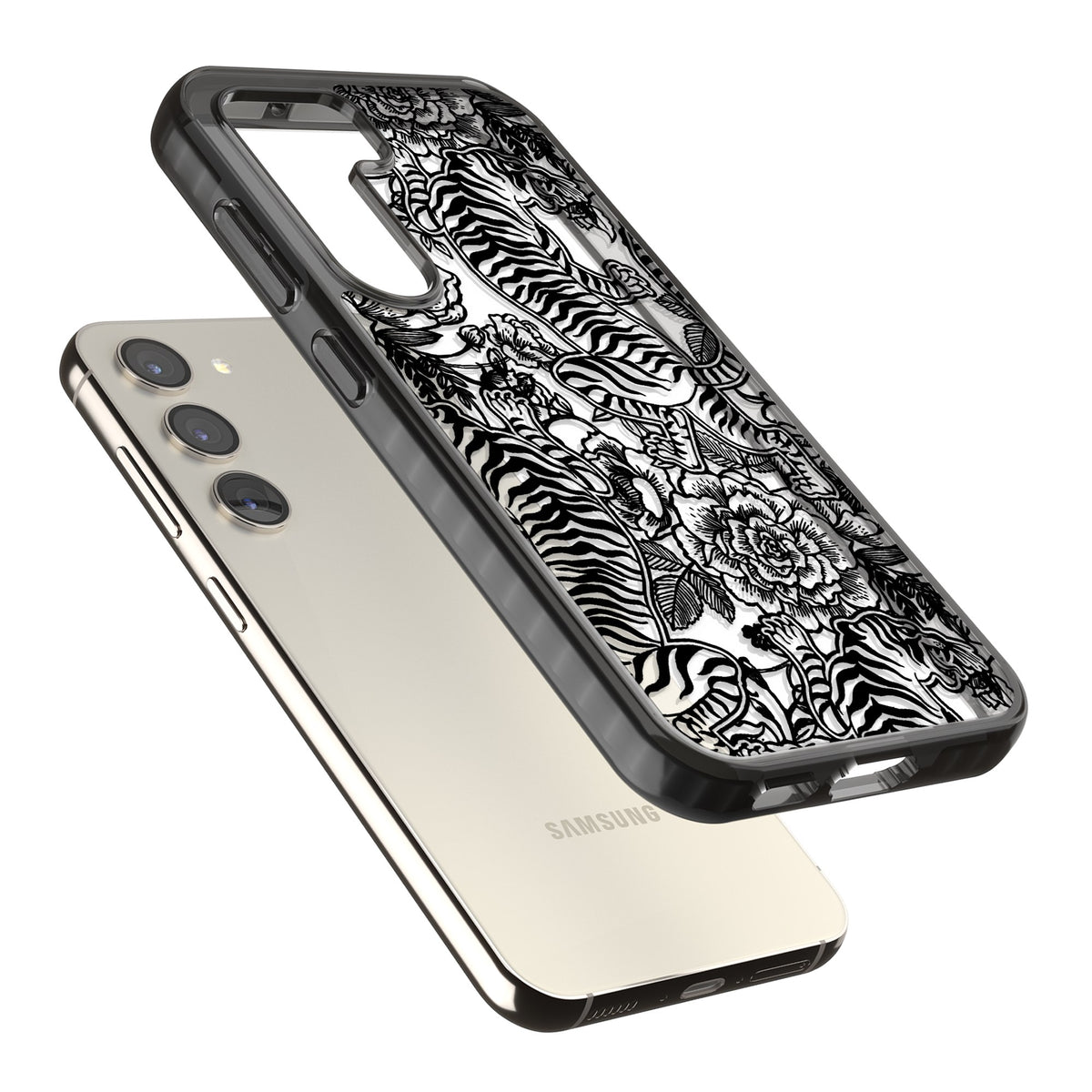 Tiger Dynasty Samsung S22 / Samsung S22 Plus / Samsung S23 / Samsung S23 Plus / Samsung S24 / Samsung S24 Plus Impact Black Phone Case angled