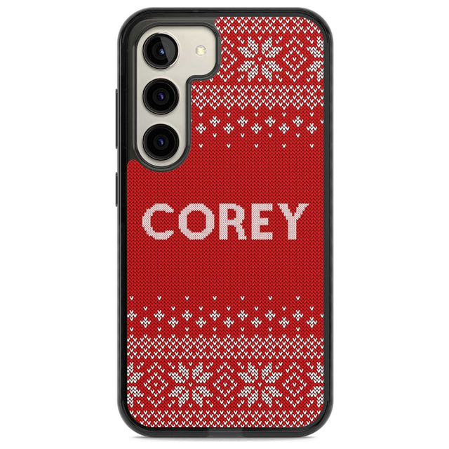 Personalised Red Christmas Knitted Jumper Custom Phone Case Samsung S22 / Black Impact Case,Samsung S23 / Black Impact Case Blanc Space