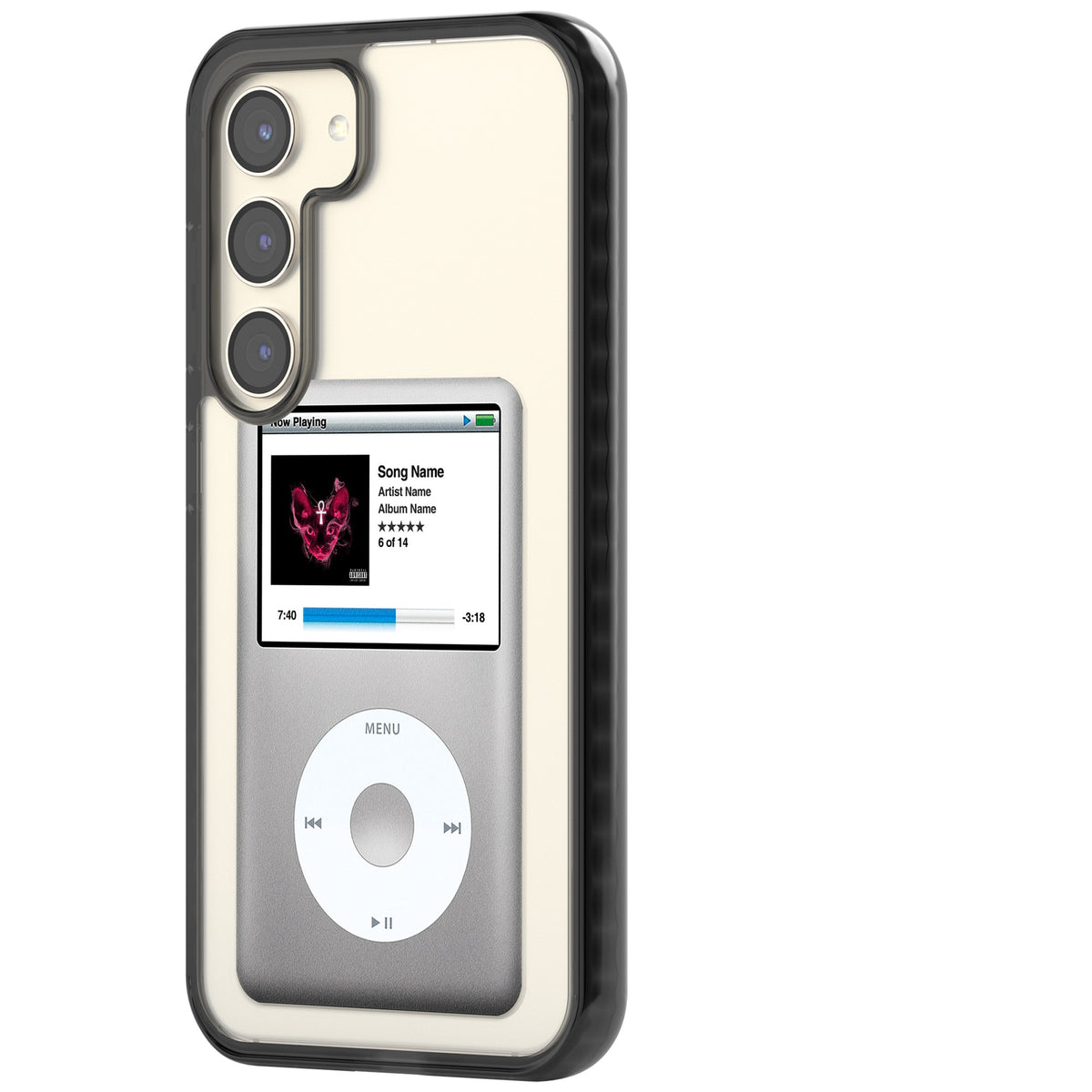 Personalised Classic Ipod Samsung S22 / Samsung S22 Plus / Samsung S23 / Samsung S23 Plus / Samsung S24 / Samsung S24 Plus Impact Black Phone Case side
