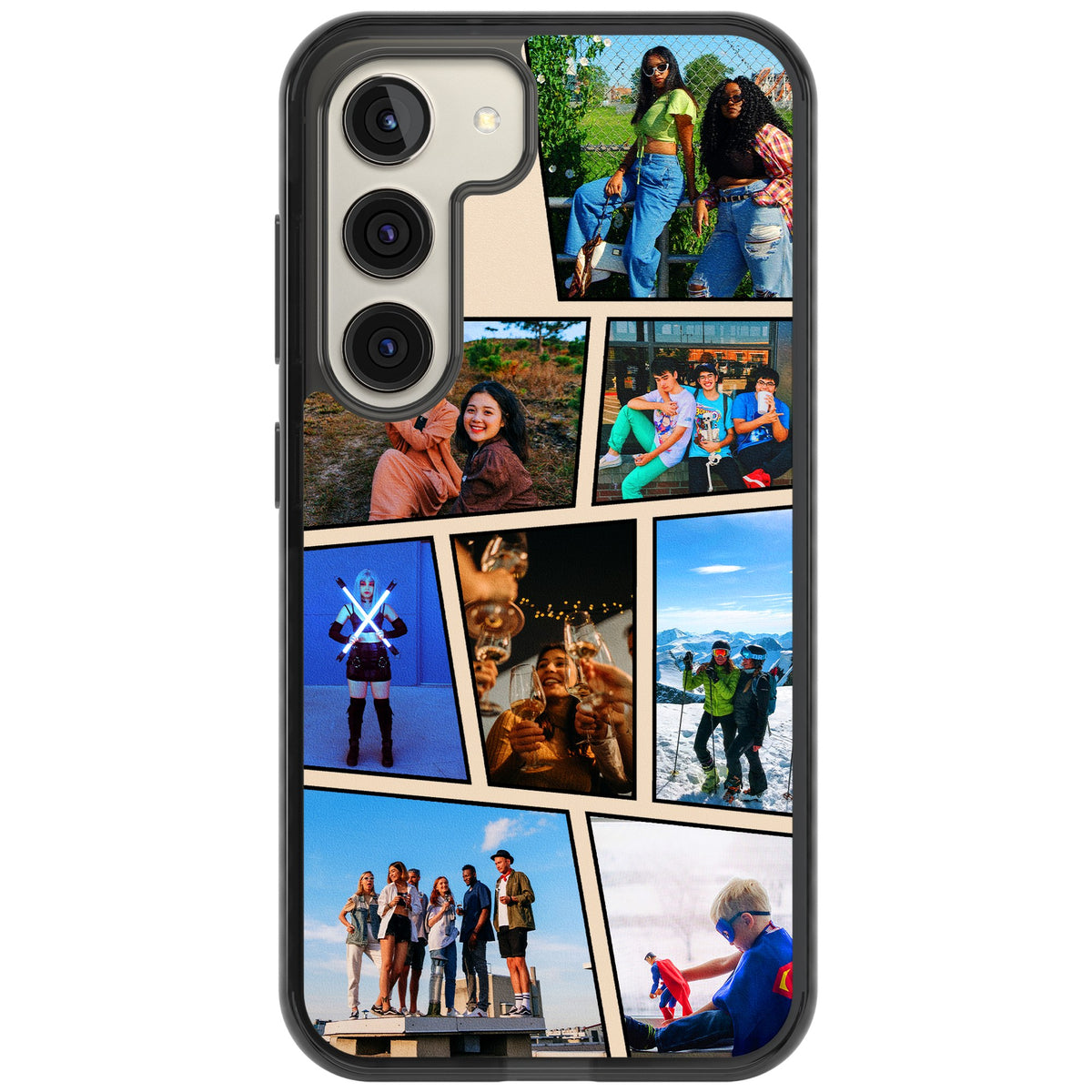 Personalised Comic Strip Photo Samsung S22 / Samsung S22 Plus / Samsung S23 / Samsung S23 Plus / Samsung S24 / Samsung S24 Plus Impact Black Phone Case front