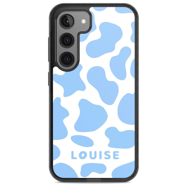 Personalised Blue and White Cow Print Custom Phone Case Samsung S22 / Black Impact Case,Samsung S23 / Black Impact Case Blanc Space