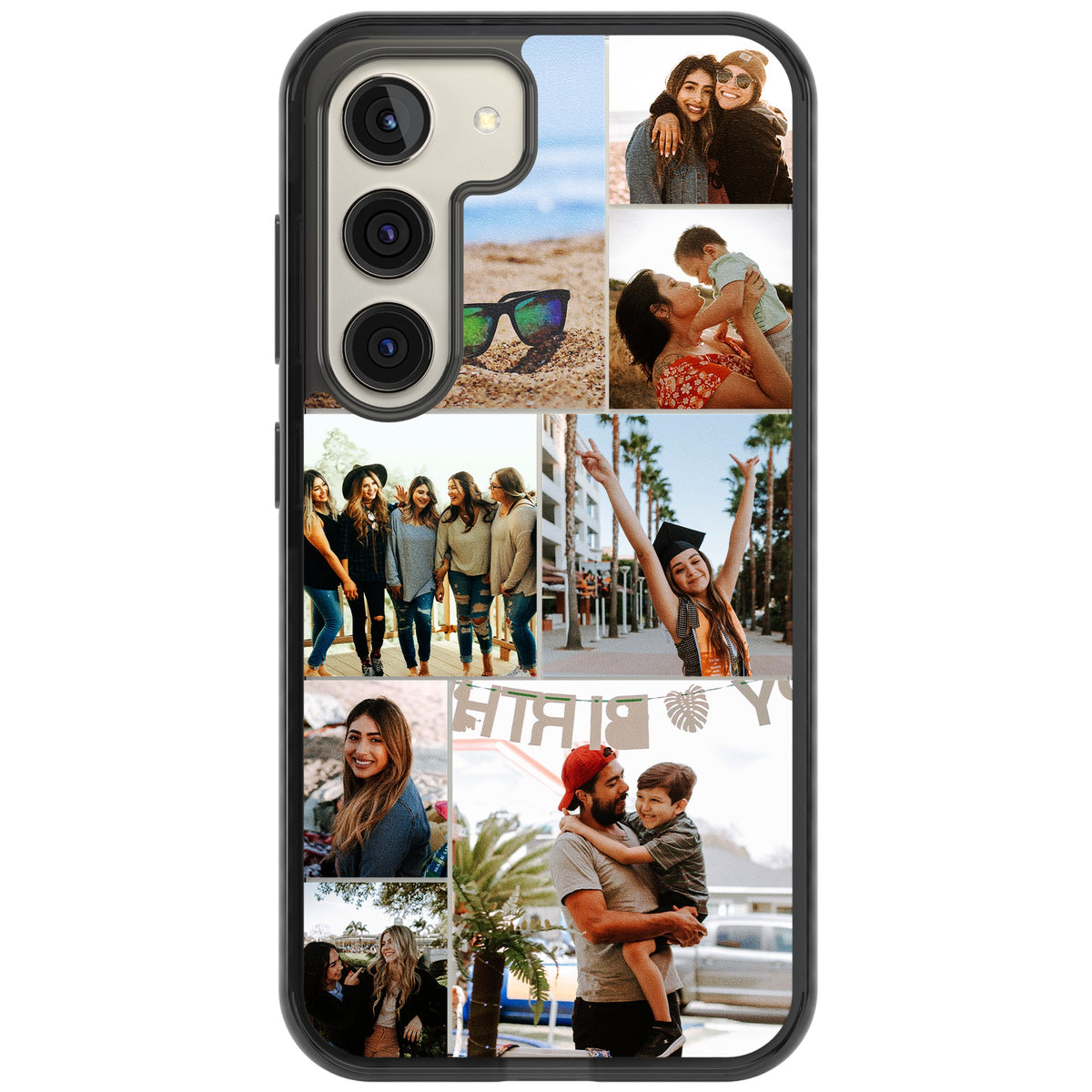 Personalised Photo Grid Samsung S22 / Samsung S22 Plus / Samsung S23 / Samsung S23 Plus / Samsung S24 / Samsung S24 Plus Impact Black Phone Case front