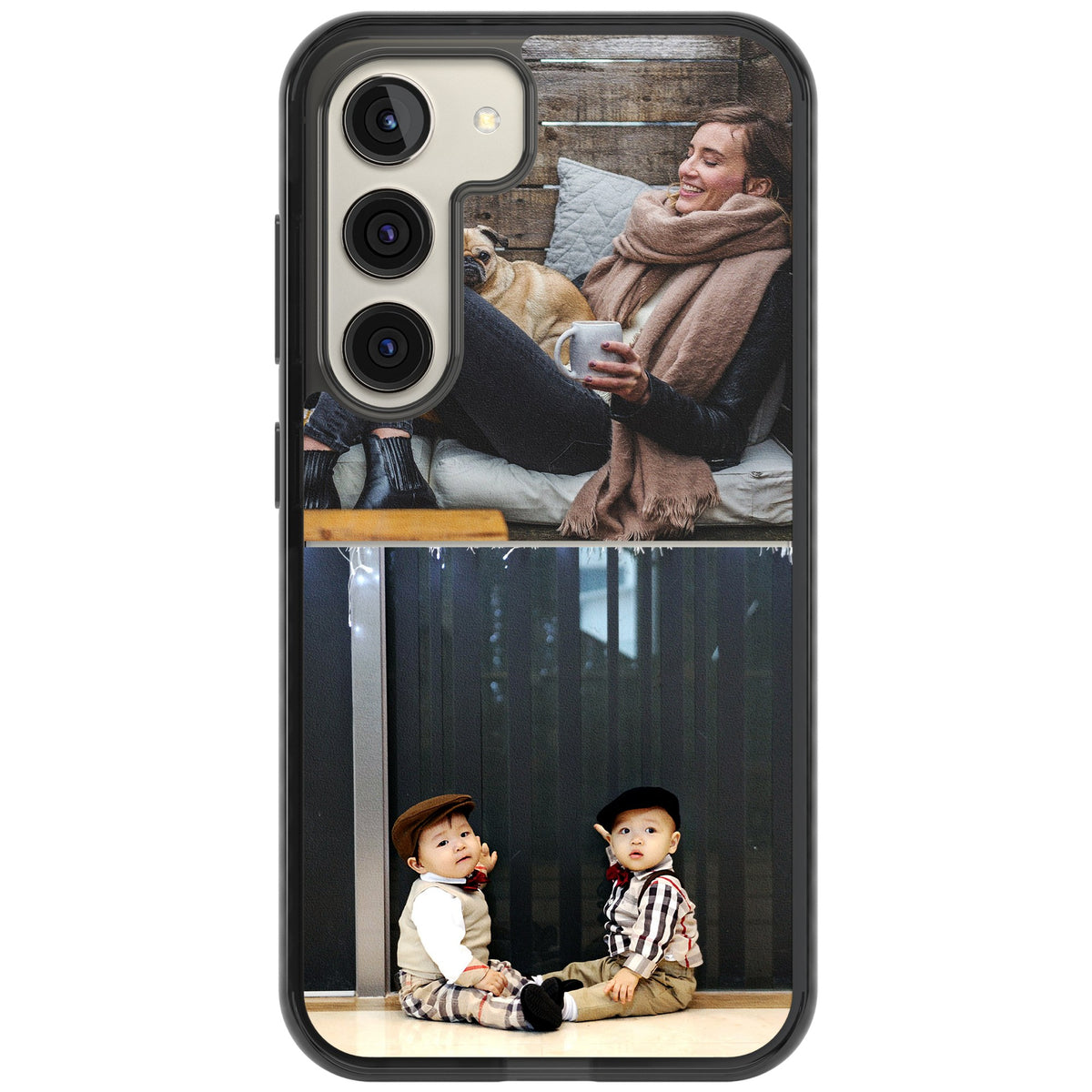 Personalised 2 Photo Grid Samsung S22 / Samsung S22 Plus / Samsung S23 / Samsung S23 Plus / Samsung S24 / Samsung S24 Plus Impact Black Phone Case front