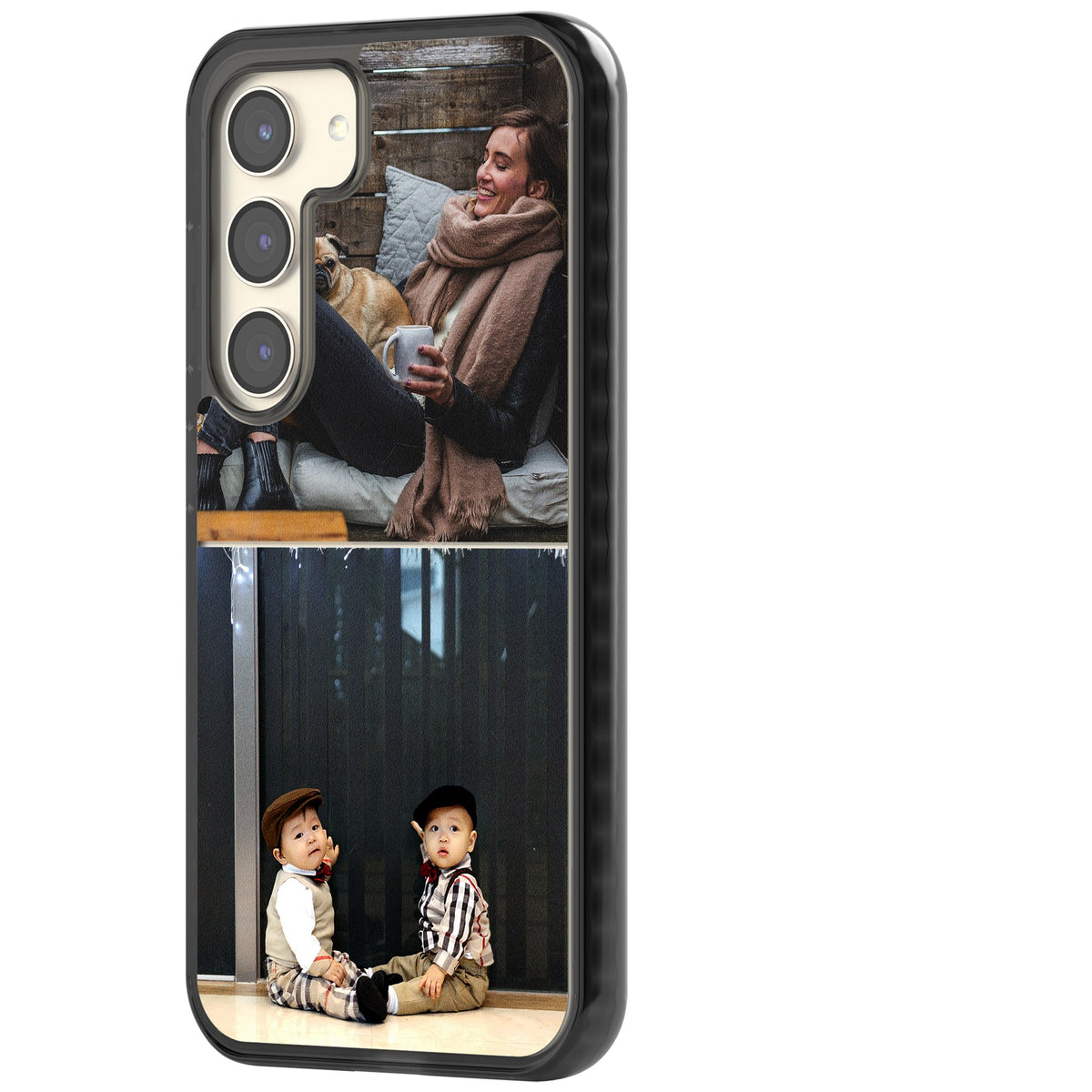 Personalised 2 Photo Grid Samsung S22 / Samsung S22 Plus / Samsung S23 / Samsung S23 Plus / Samsung S24 / Samsung S24 Plus Impact Black Phone Case side