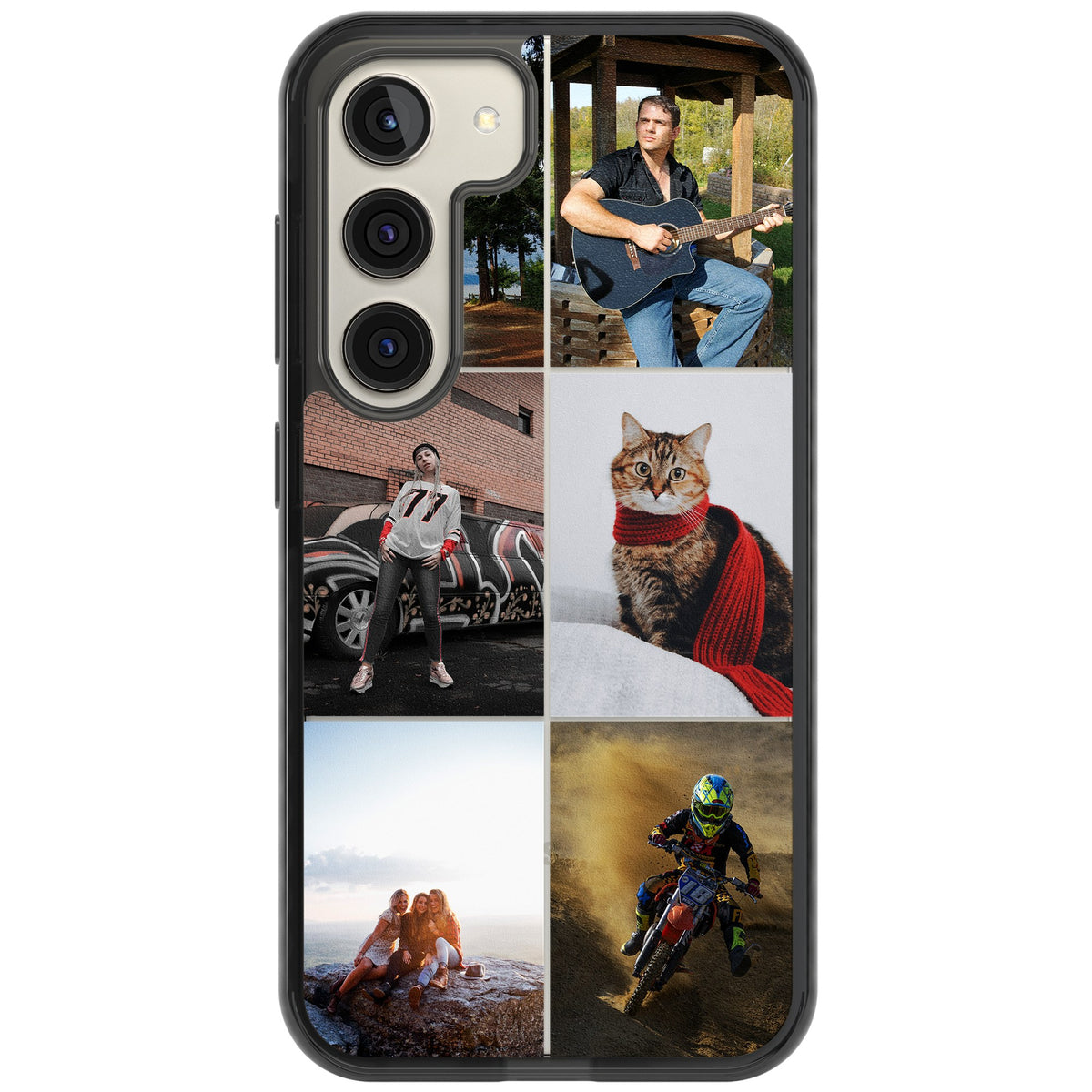 Personalised 6 Photo Grid Samsung S22 / Samsung S22 Plus / Samsung S23 / Samsung S23 Plus / Samsung S24 / Samsung S24 Plus Impact Black Phone Case front