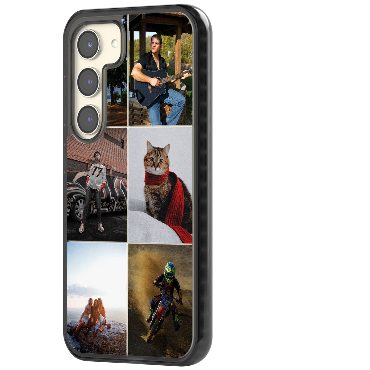 Personalised 6 Photo Grid Samsung S22 / Samsung S22 Plus / Samsung S23 / Samsung S23 Plus / Samsung S24 / Samsung S24 Plus Impact Black Phone Case side