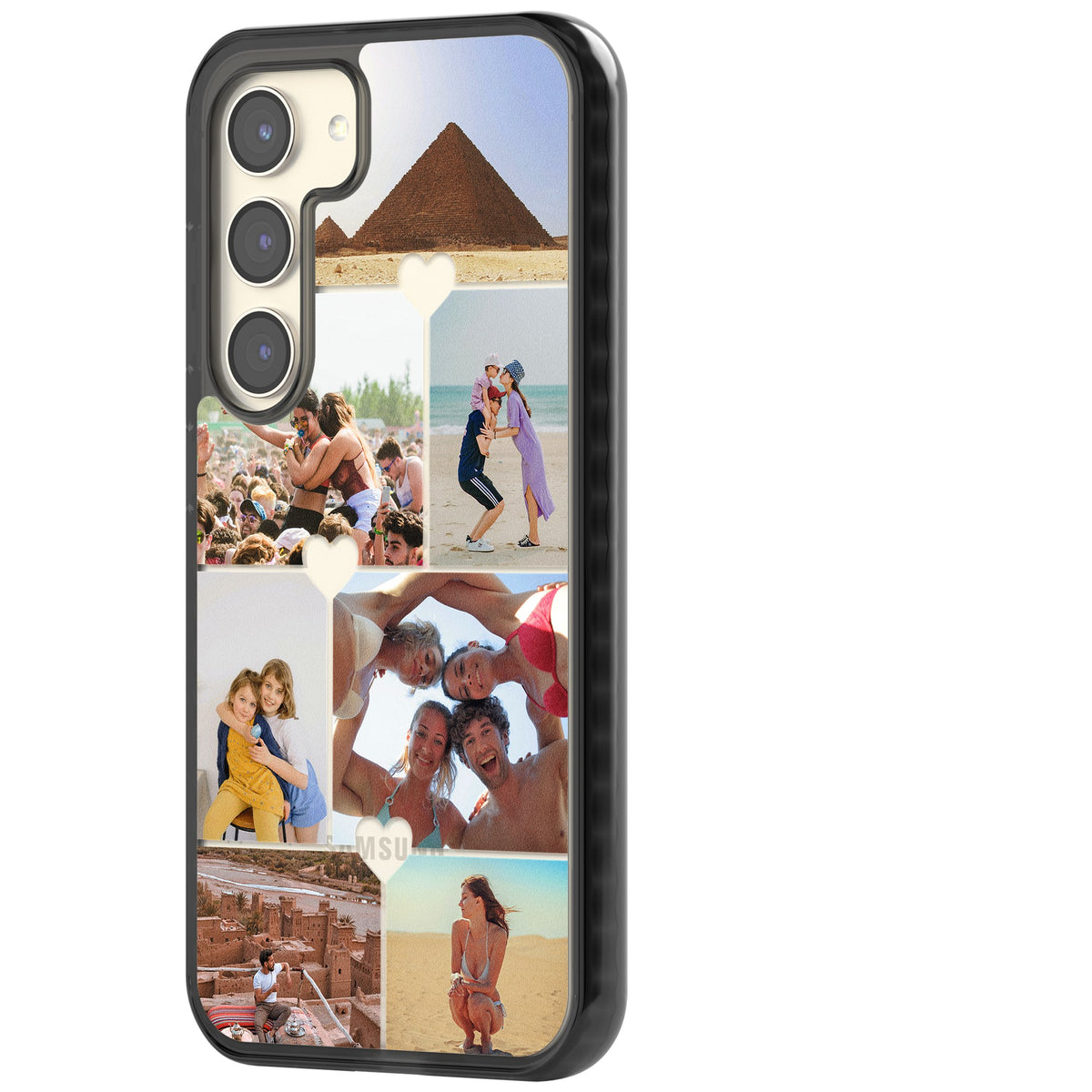 Personalised Heart Photo Grid Samsung S22 / Samsung S22 Plus / Samsung S23 / Samsung S23 Plus / Samsung S24 / Samsung S24 Plus Impact Black Phone Case side