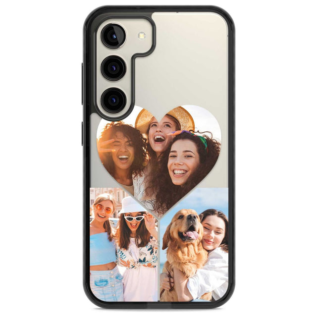 Personalised Heart Photo Custom Phone Case Samsung S22 / Black Impact Case,Samsung S23 / Black Impact Case Blanc Space