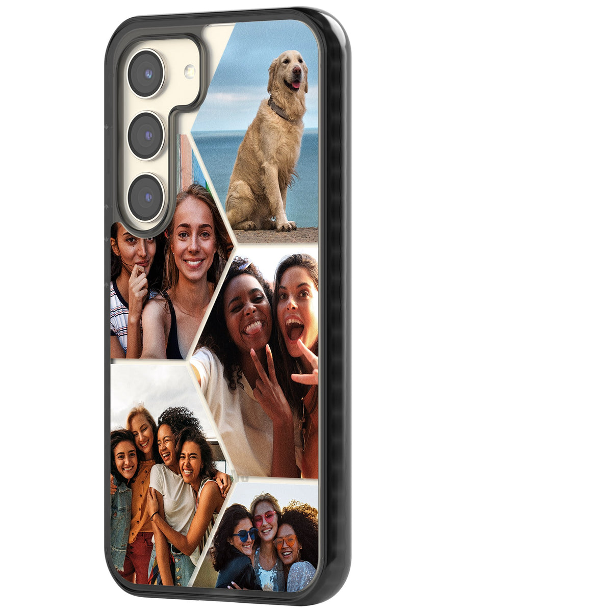 Personalised Beehive Photo Grid Samsung S22 / Samsung S22 Plus / Samsung S23 / Samsung S23 Plus / Samsung S24 / Samsung S24 Plus Impact Black Phone Case side