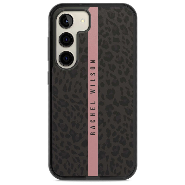 Personalised Pink Stripe Leopard Pattern Custom Phone Case Samsung S22 / Black Impact Case,Samsung S23 / Black Impact Case Blanc Space