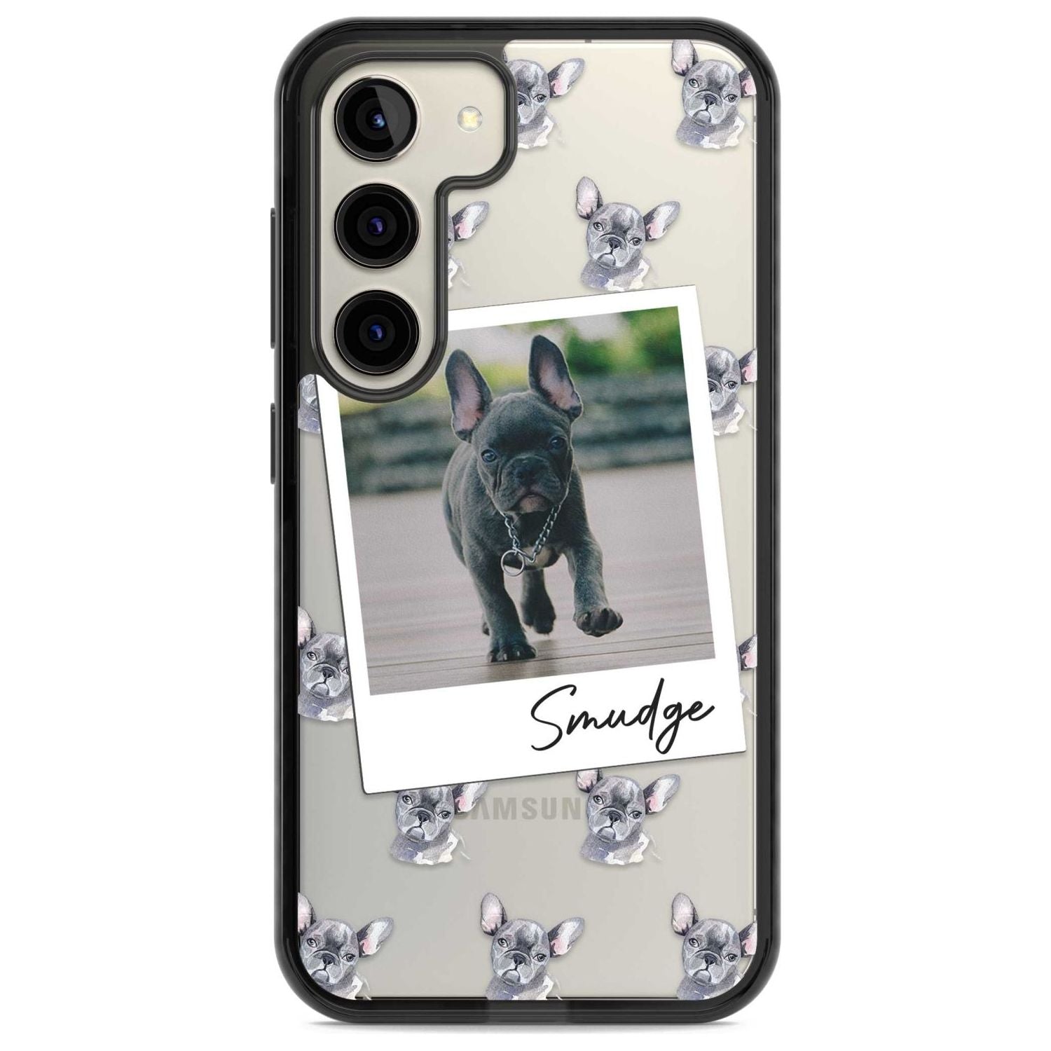 Personalised French Bulldog, Grey - Dog Photo Custom Phone Case Samsung S22 / Black Impact Case,Samsung S23 / Black Impact Case Blanc Space