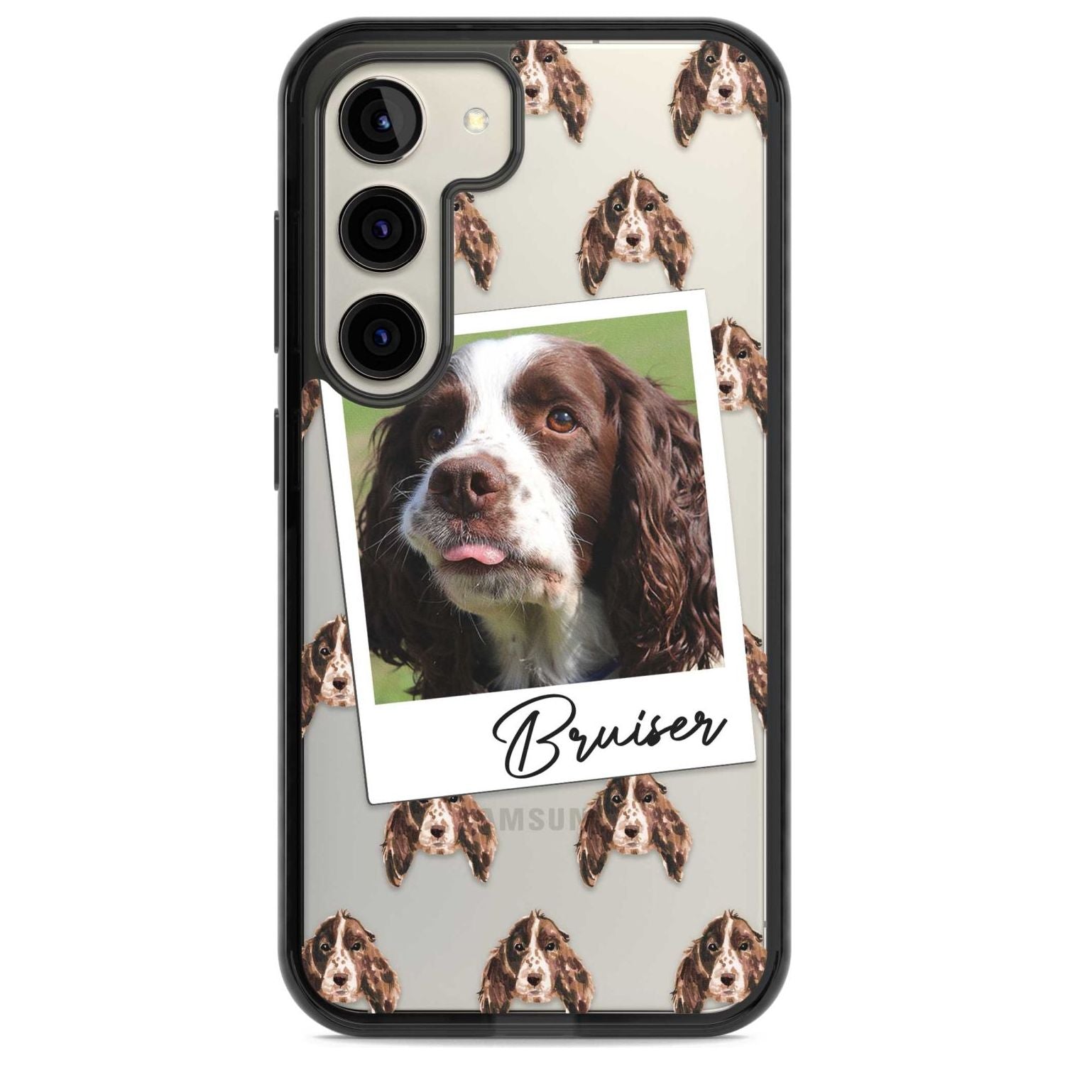 Personalised Springer Spaniel - Dog Photo Custom Phone Case Samsung S22 / Black Impact Case,Samsung S23 / Black Impact Case Blanc Space