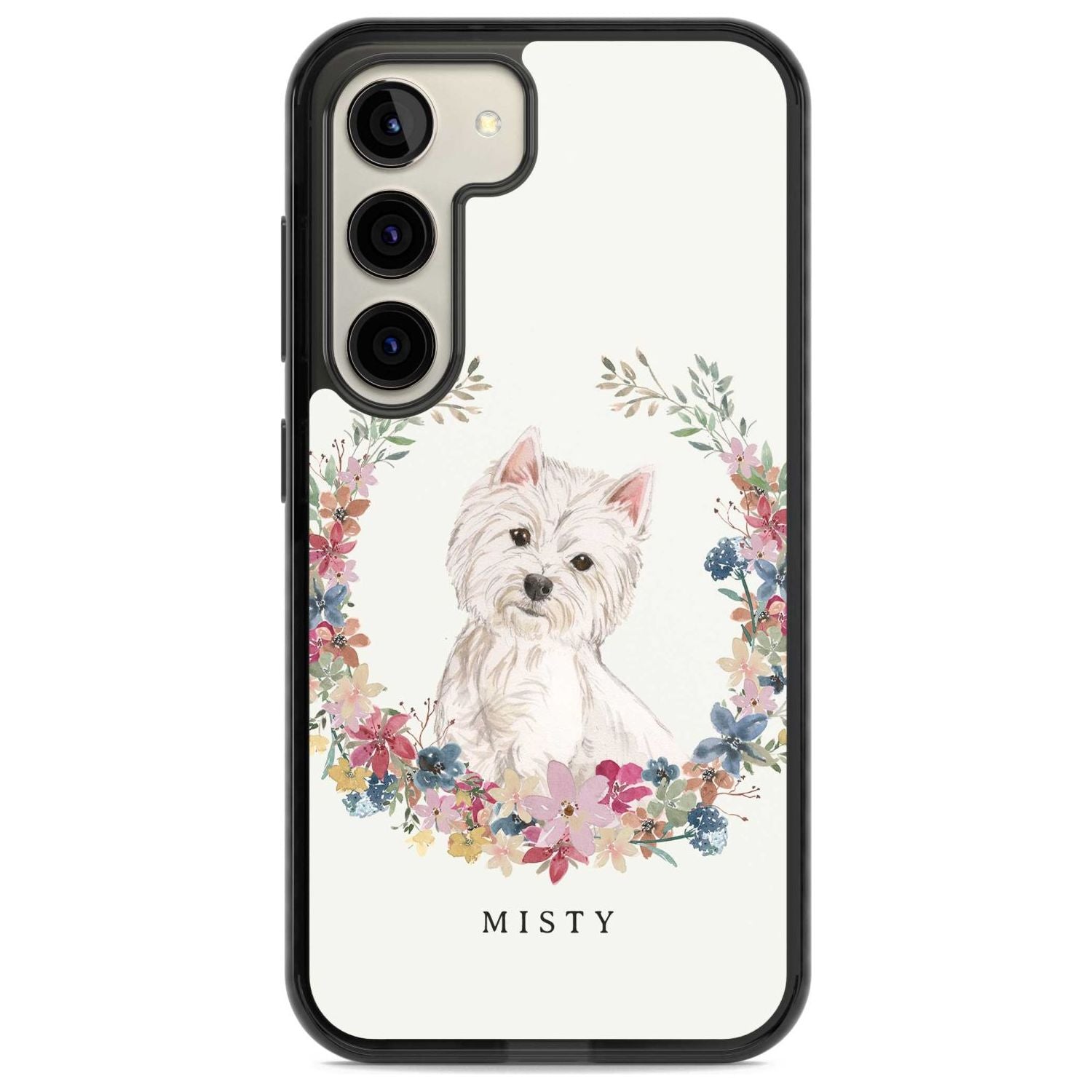 Personalised Westie Watercolour Dog Portrait Custom Phone Case Samsung S22 / Black Impact Case,Samsung S23 / Black Impact Case Blanc Space