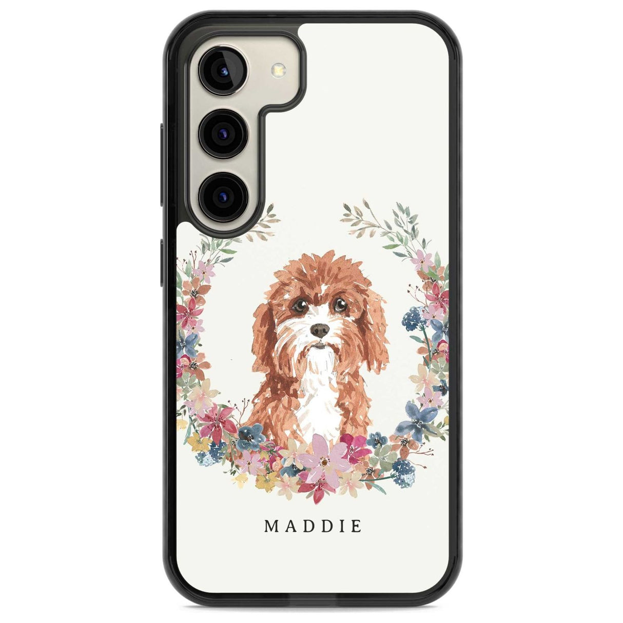 Personalised Cavapoo - Watercolour Dog Portrait Custom Phone Case Samsung S22 / Black Impact Case,Samsung S23 / Black Impact Case Blanc Space