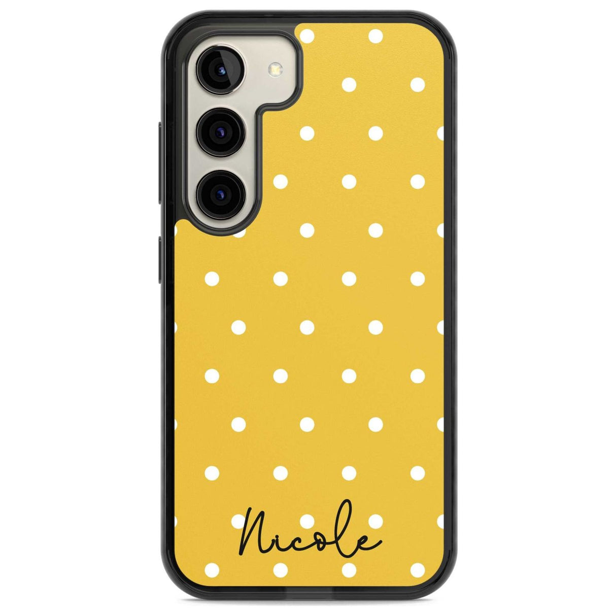 Personalised Yellow Polka Dot Custom Phone Case Samsung S22 / Black Impact Case,Samsung S23 / Black Impact Case Blanc Space