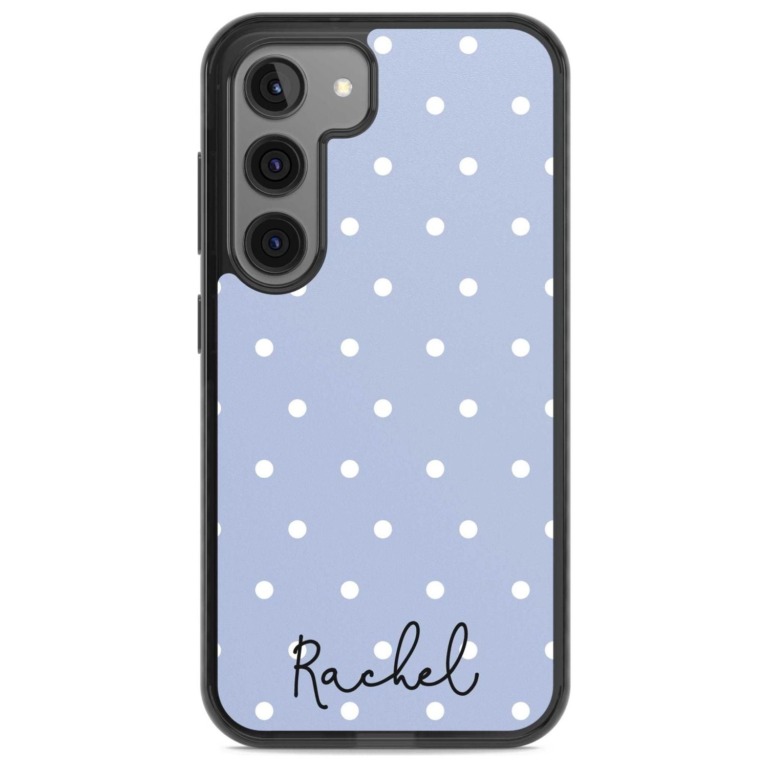 Personalised Simple Light Blue Dots Custom Phone Case Samsung S22 / Black Impact Case,Samsung S23 / Black Impact Case Blanc Space