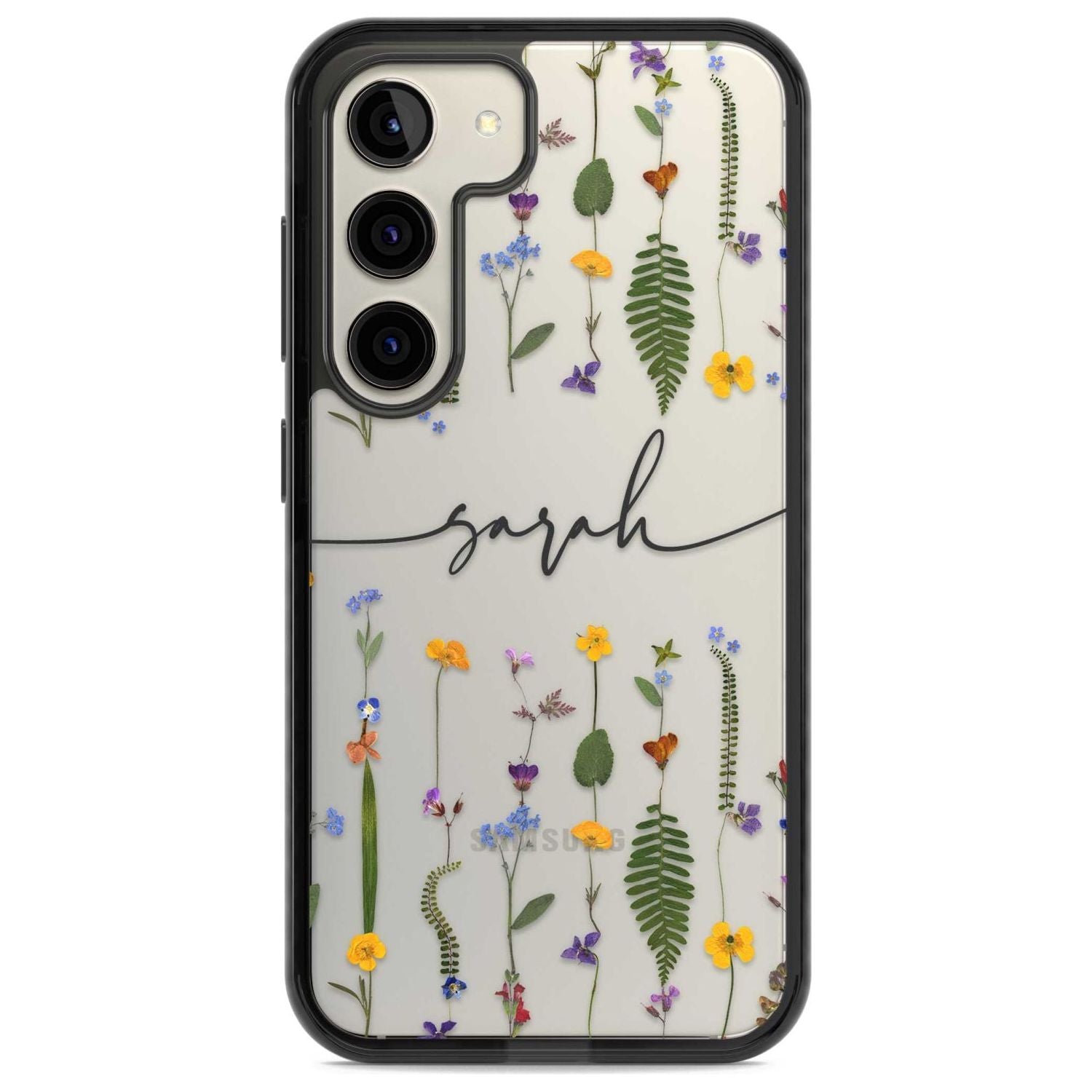 Personalised Wildflower Floral Custom Phone Case Samsung S22 / Black Impact Case,Samsung S23 / Black Impact Case Blanc Space