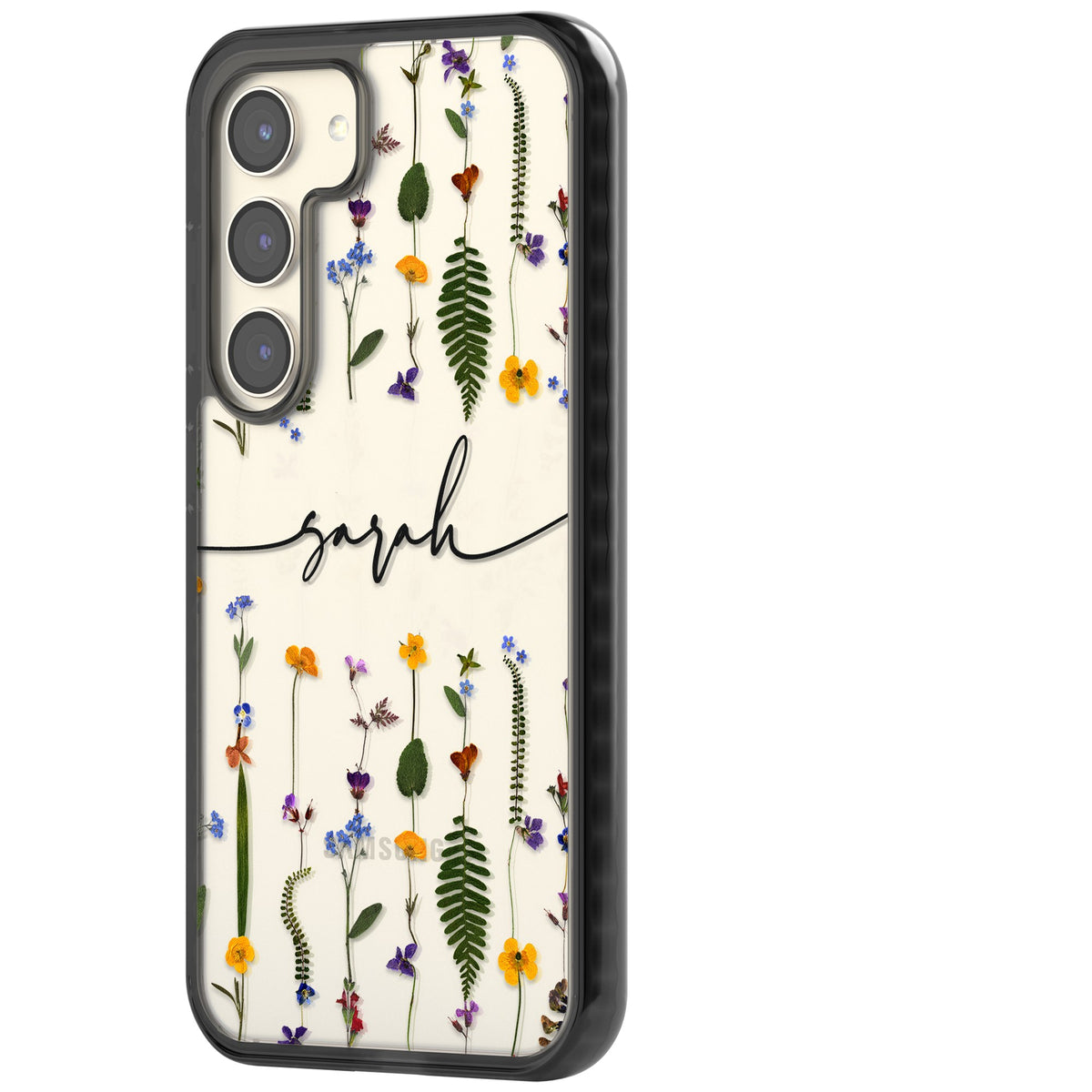 Personalised Wildflower Chain Samsung S22 / Samsung S22 Plus / Samsung S23 / Samsung S23 Plus / Samsung S24 / Samsung S24 Plus Impact Black Phone Case side