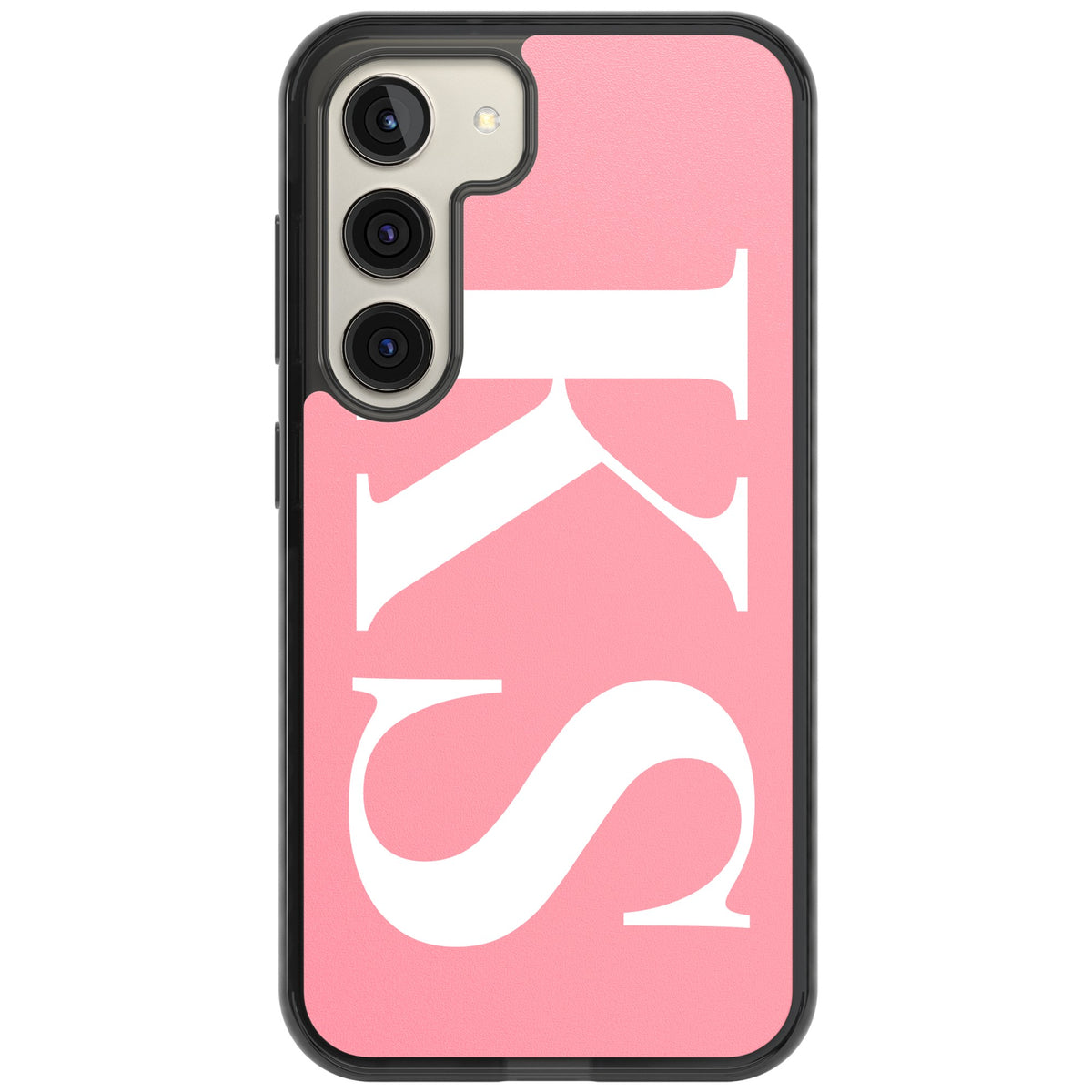 Personalised White & Pink Letters Samsung S22 / Samsung S22 Plus / Samsung S23 / Samsung S23 Plus / Samsung S24 / Samsung S24 Plus Impact Black Phone Case front