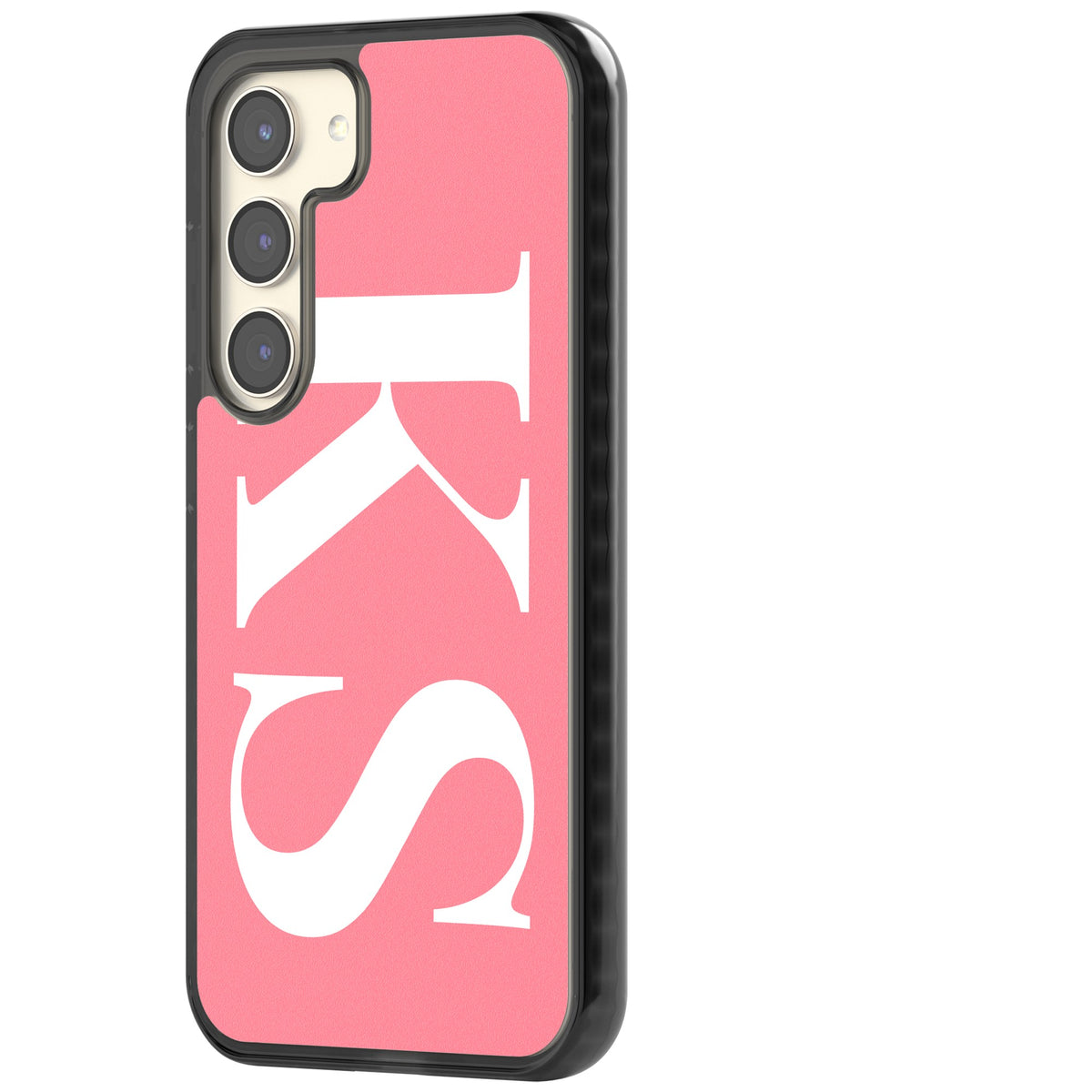 Personalised White & Pink Letters Samsung S22 / Samsung S22 Plus / Samsung S23 / Samsung S23 Plus / Samsung S24 / Samsung S24 Plus Impact Black Phone Case side