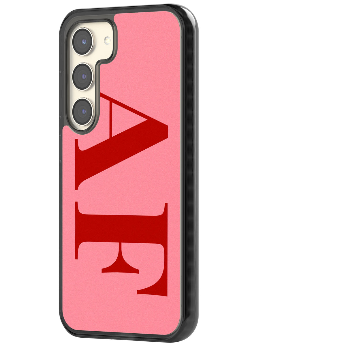 Personalised Red & Pink Letters Samsung S22 / Samsung S22 Plus / Samsung S23 / Samsung S23 Plus / Samsung S24 / Samsung S24 Plus Impact Black Phone Case side