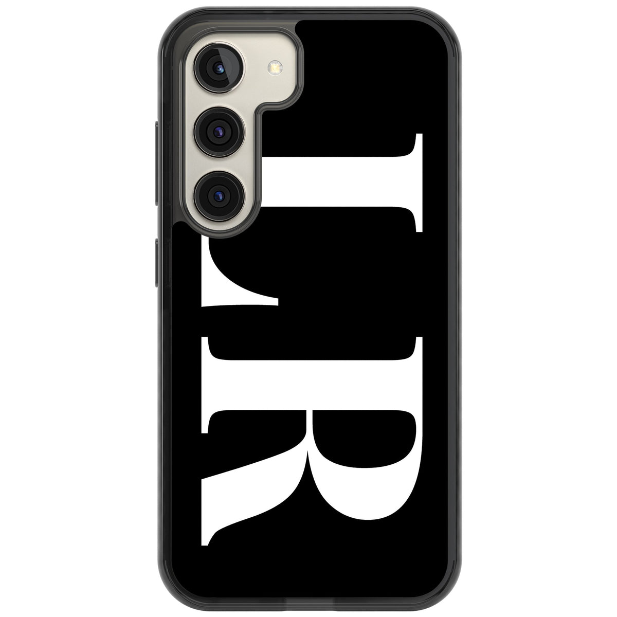 Personalised White & Black Letters Samsung S22 / Samsung S22 Plus / Samsung S23 / Samsung S23 Plus / Samsung S24 / Samsung S24 Plus Impact Black Phone Case front