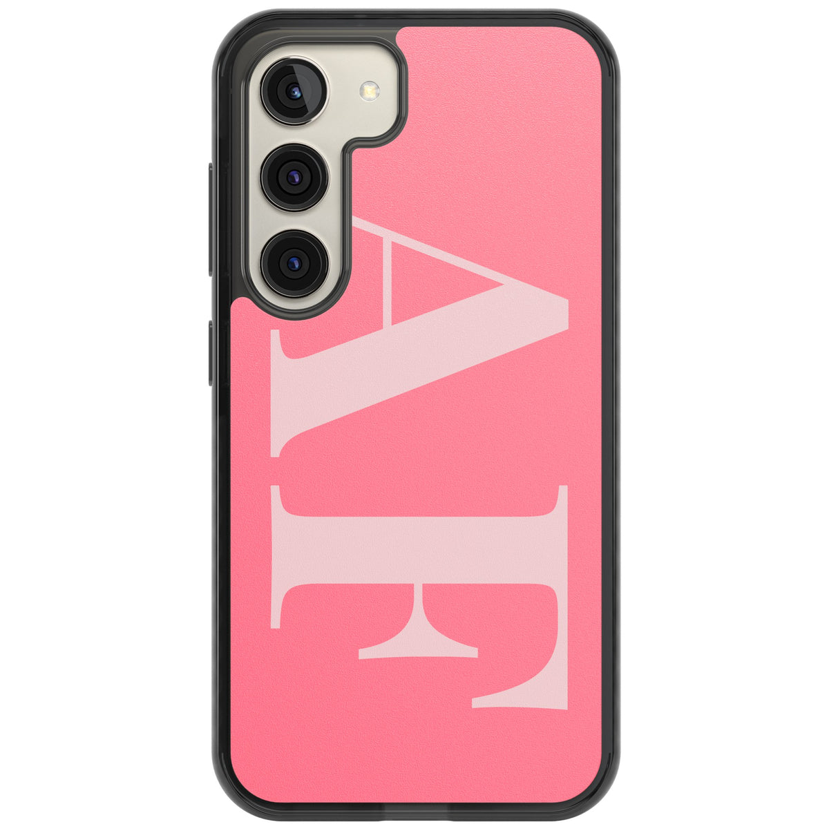 Personalised Light & Dark Pink Letters Samsung S22 / Samsung S22 Plus / Samsung S23 / Samsung S23 Plus / Samsung S24 / Samsung S24 Plus Impact Black Phone Case front