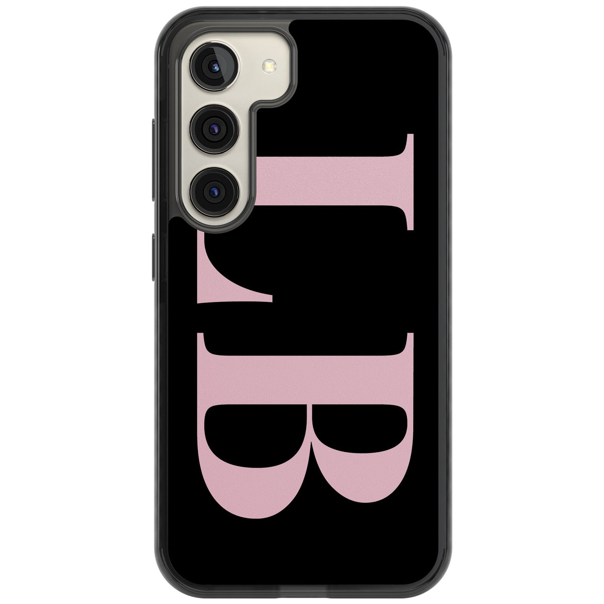 Personalised Pink & Black Letters Samsung S22 / Samsung S22 Plus / Samsung S23 / Samsung S23 Plus / Samsung S24 / Samsung S24 Plus Impact Black Phone Case front