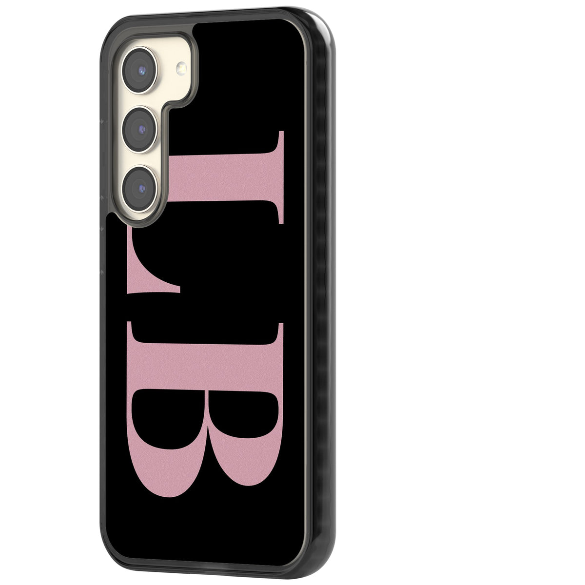 Personalised Pink & Black Letters Samsung S22 / Samsung S22 Plus / Samsung S23 / Samsung S23 Plus / Samsung S24 / Samsung S24 Plus Impact Black Phone Case side