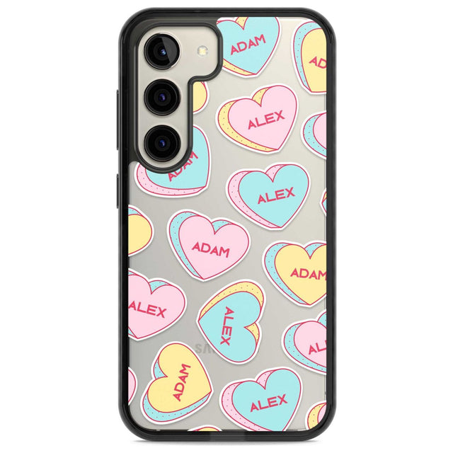 Personalised Text Love Hearts Custom Phone Case Samsung S22 / Black Impact Case,Samsung S23 / Black Impact Case Blanc Space