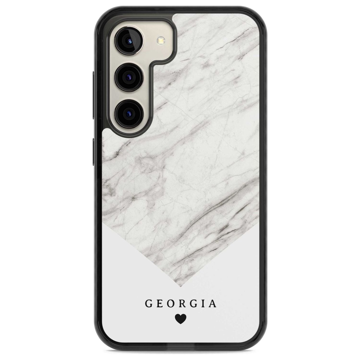 Personalised White Marble Custom Phone Case Samsung S22 / Black Impact Case Blanc Space