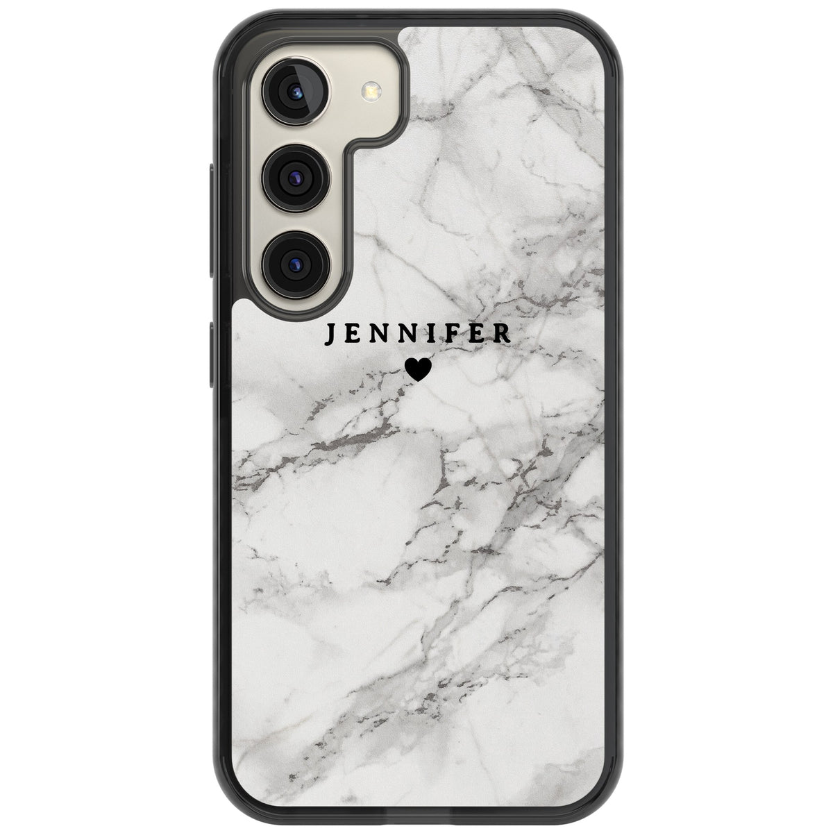Personalised Classic Grey Marble Samsung S22 / Samsung S22 Plus / Samsung S23 / Samsung S23 Plus / Samsung S24 / Samsung S24 Plus Impact Black Phone Case front