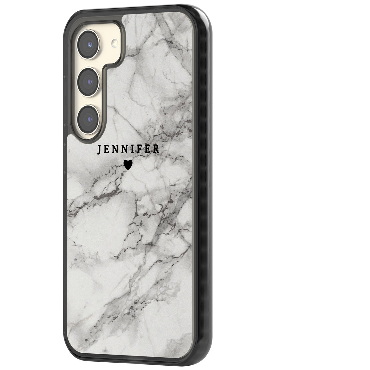 Personalised Classic Grey Marble Samsung S22 / Samsung S22 Plus / Samsung S23 / Samsung S23 Plus / Samsung S24 / Samsung S24 Plus Impact Black Phone Case side