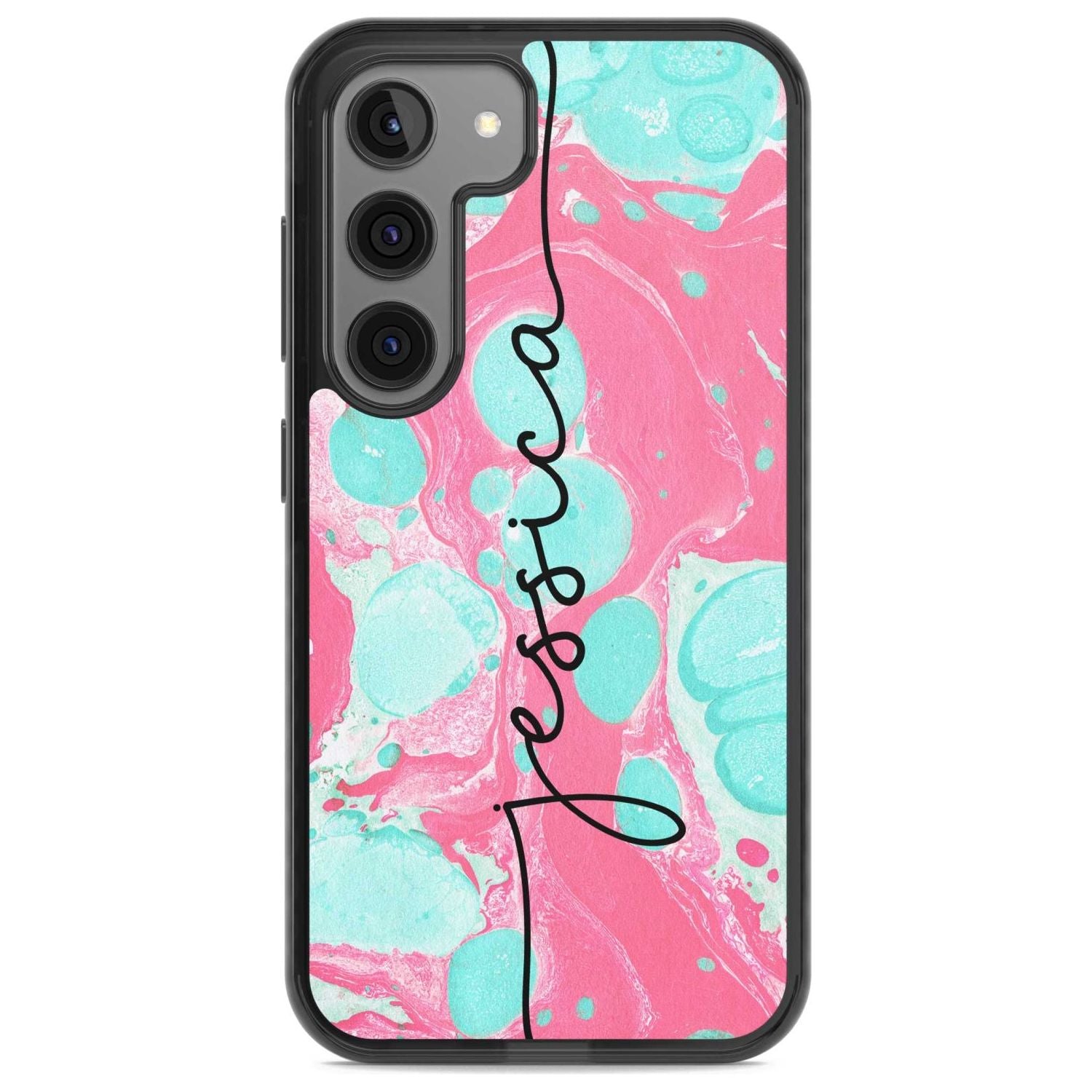 Personalised Turquoise & Pink - Marbled Custom Phone Case Samsung S22 / Black Impact Case,Samsung S23 / Black Impact Case Blanc Space