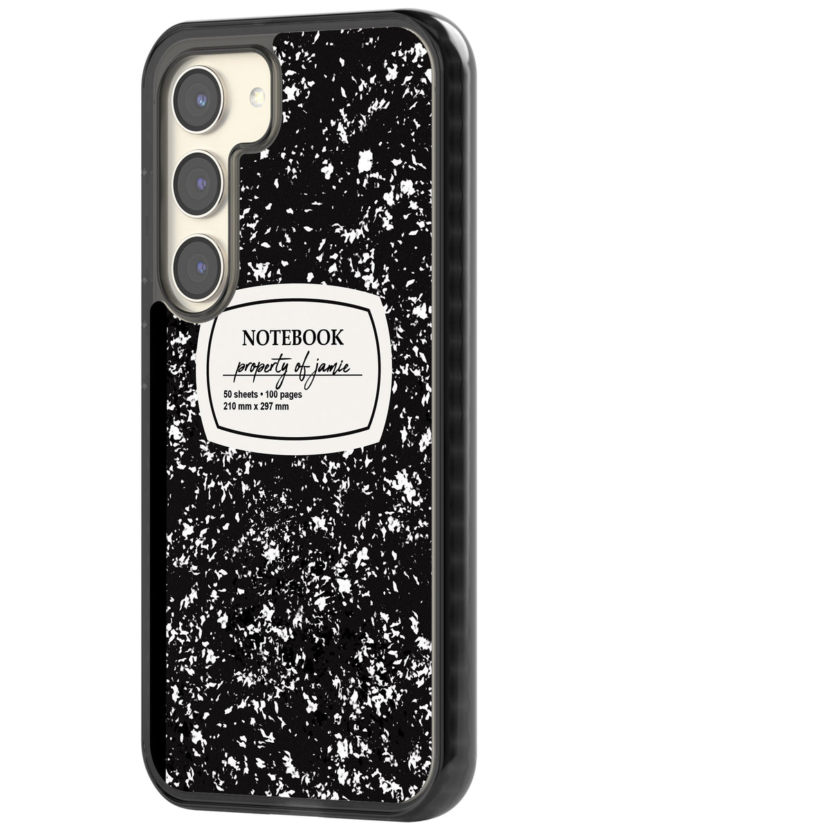 Personalised Classic Composition Samsung S22 / Samsung S22 Plus / Samsung S23 / Samsung S23 Plus / Samsung S24 / Samsung S24 Plus Impact Black Phone Case side