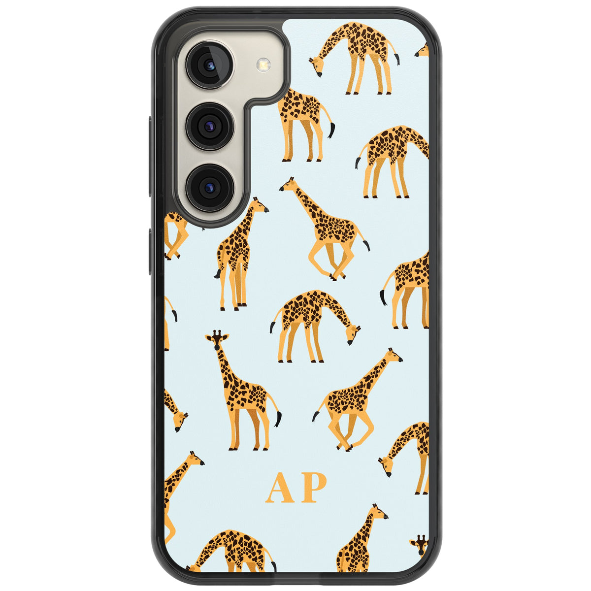 Personalised Safari Giraffe Samsung S22 / Samsung S22 Plus / Samsung S23 / Samsung S23 Plus / Samsung S24 / Samsung S24 Plus Impact Black Phone Case front