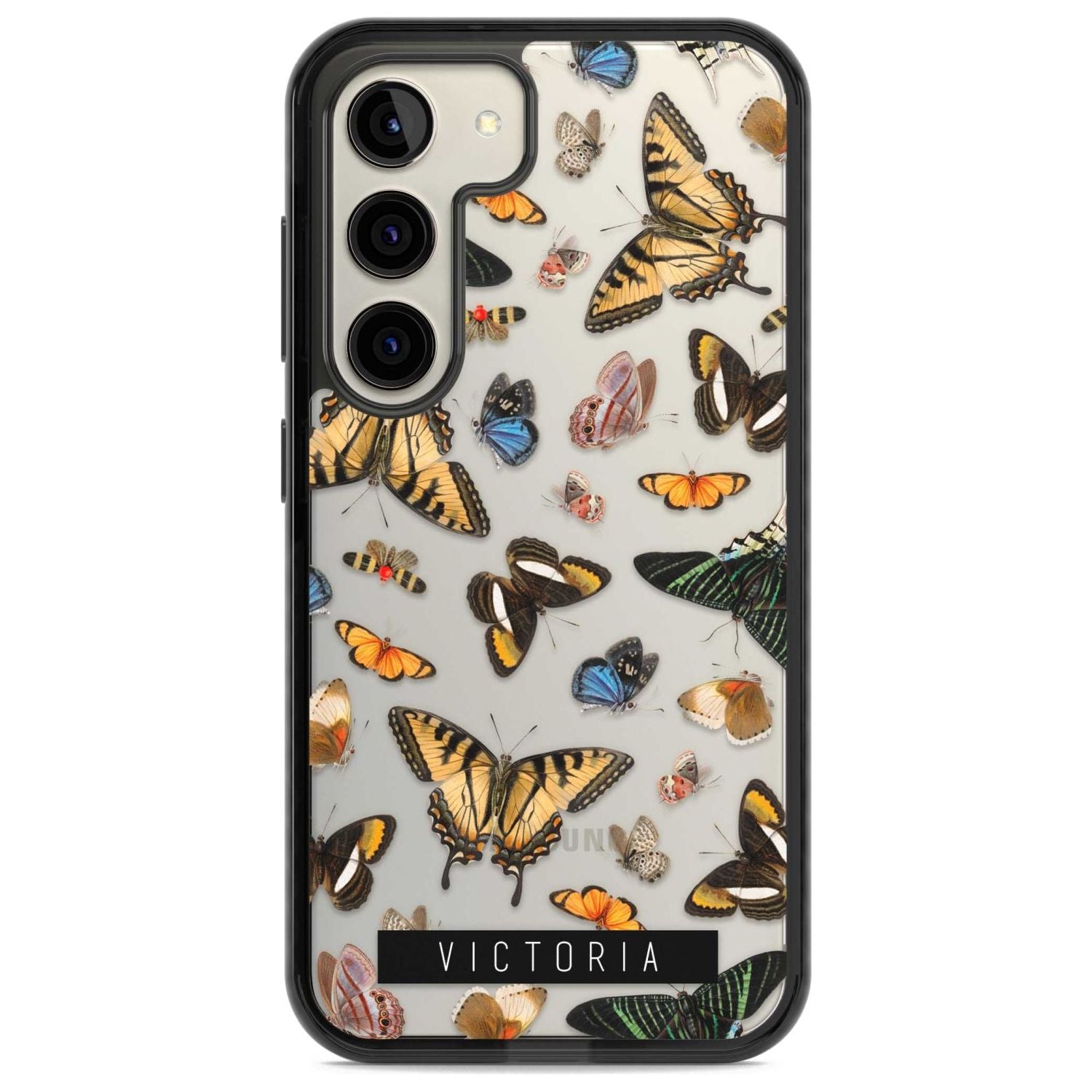 Personalised Photorealistic Butterfly Custom Phone Case Samsung S22 / Black Impact Case,Samsung S23 / Black Impact Case Blanc Space