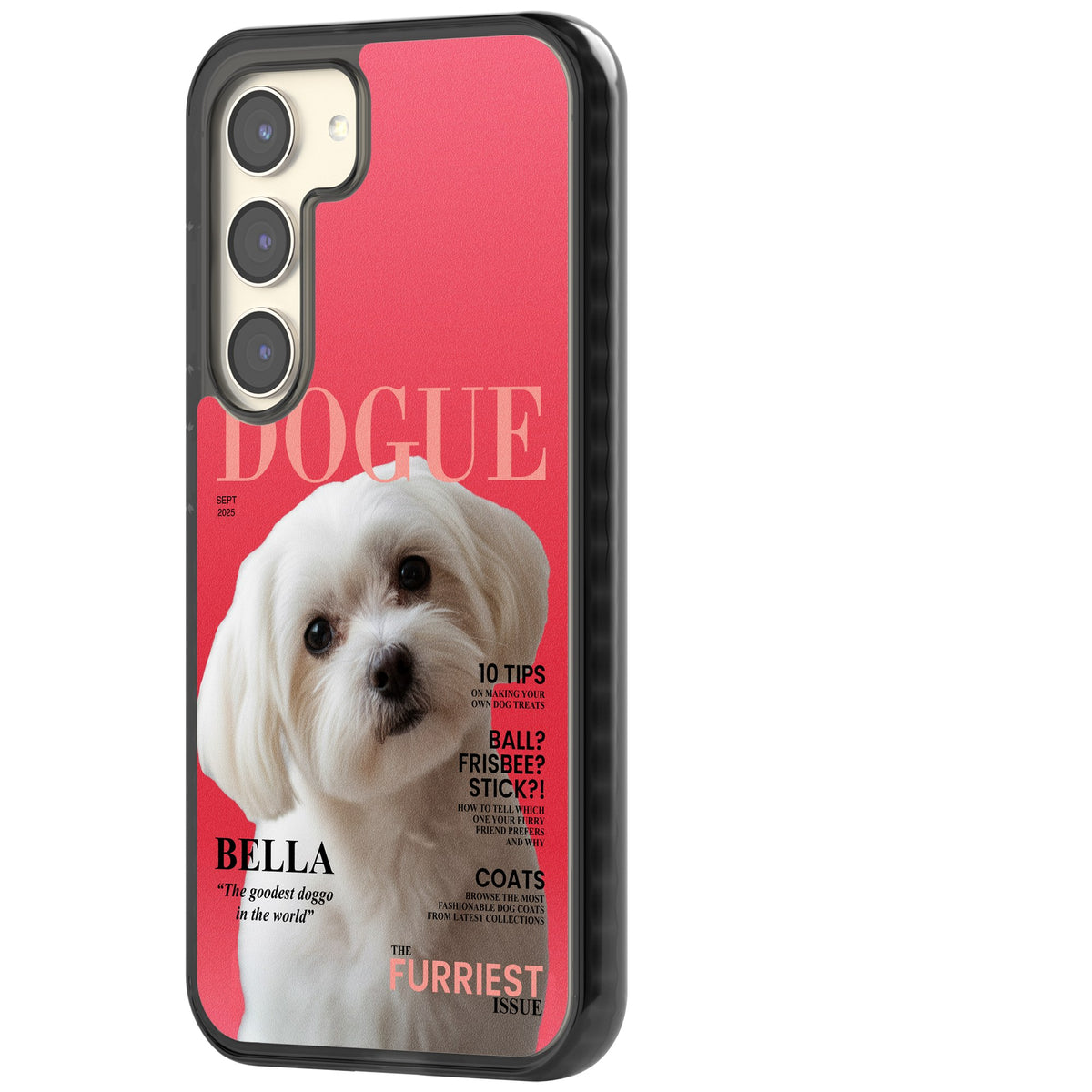Personalised Dogue Magazine Samsung S22 / Samsung S22 Plus / Samsung S23 / Samsung S23 Plus / Samsung S24 / Samsung S24 Plus Impact Black Phone Case side