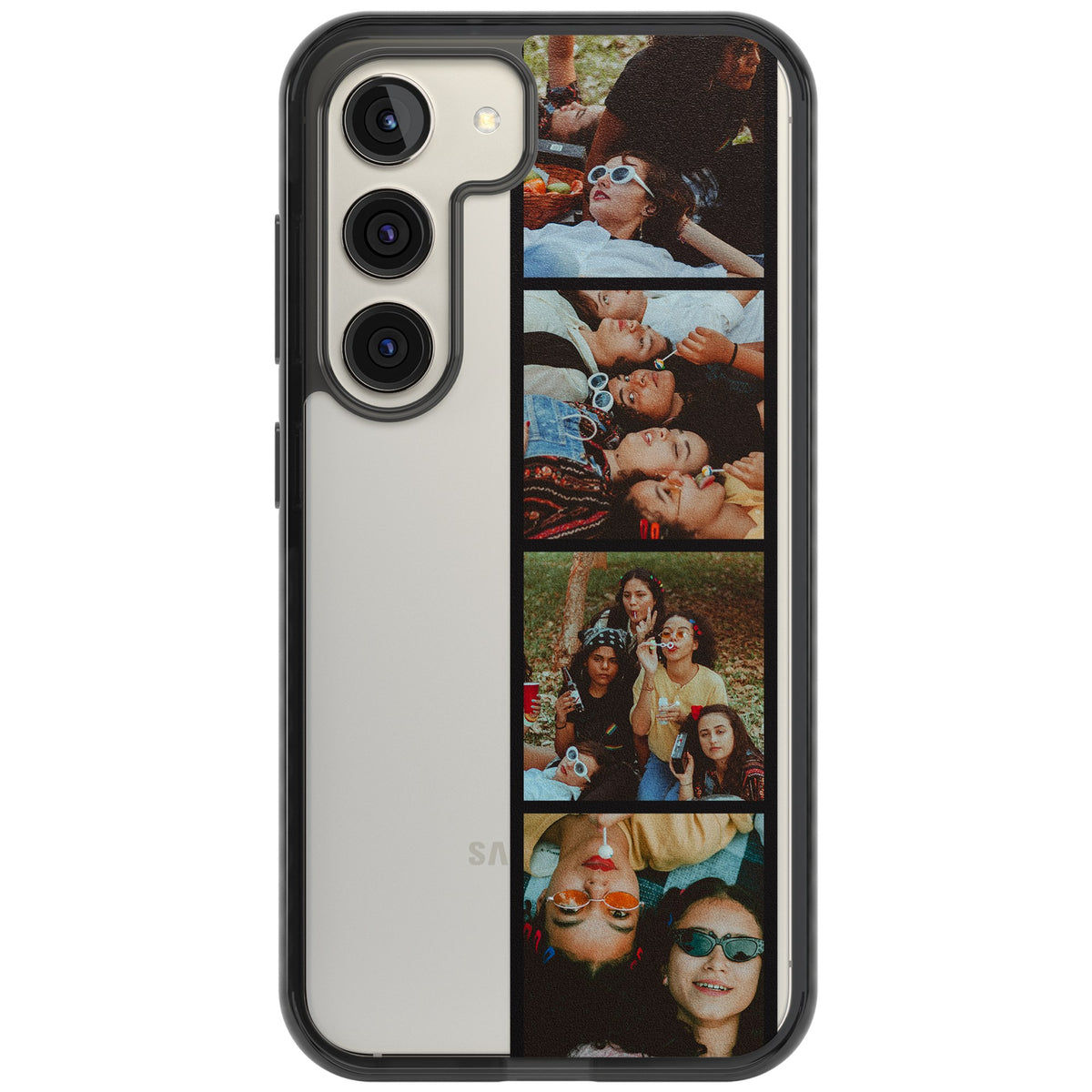 Personalised Photo Strip Samsung S22 / Samsung S22 Plus / Samsung S23 / Samsung S23 Plus / Samsung S24 / Samsung S24 Plus Impact Black Phone Case front