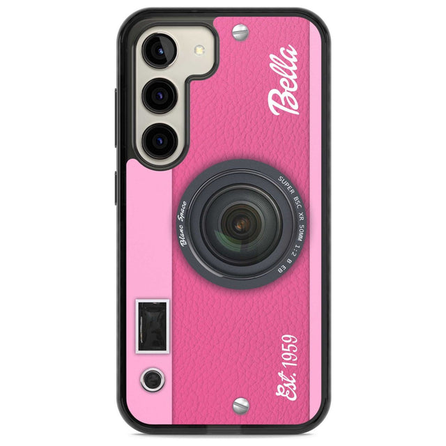 Personalised Pink Dream Camera Custom Phone Case Samsung S22 / Black Impact Case,Samsung S23 / Black Impact Case Blanc Space