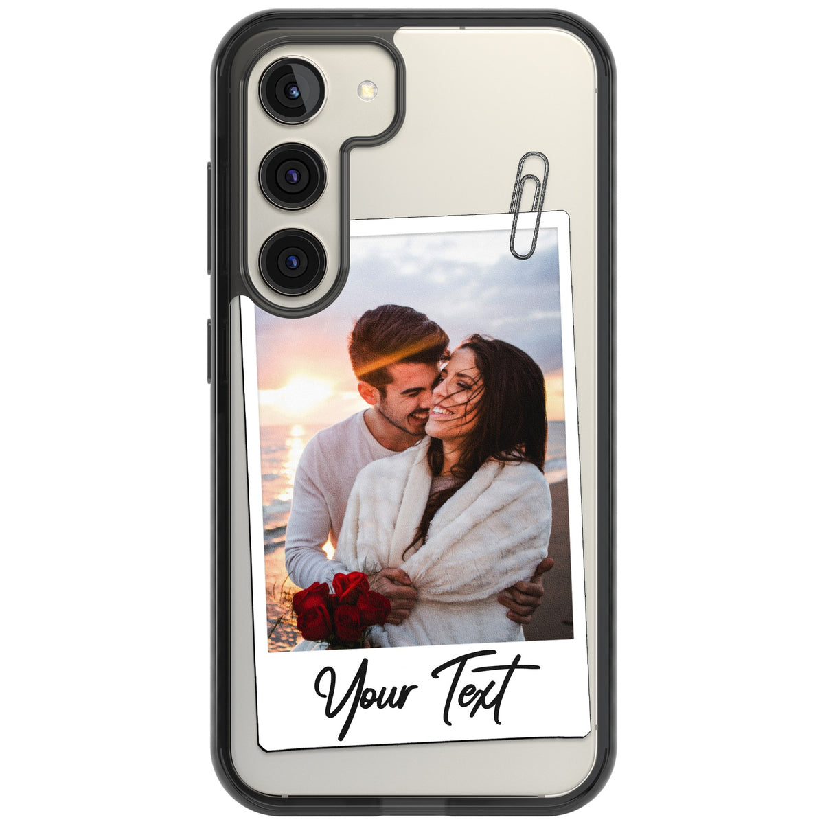 Polaroid Photo Clip Samsung S22 / Samsung S22 Plus / Samsung S23 / Samsung S23 Plus / Samsung S24 / Samsung S24 Plus Impact Black Phone Case front