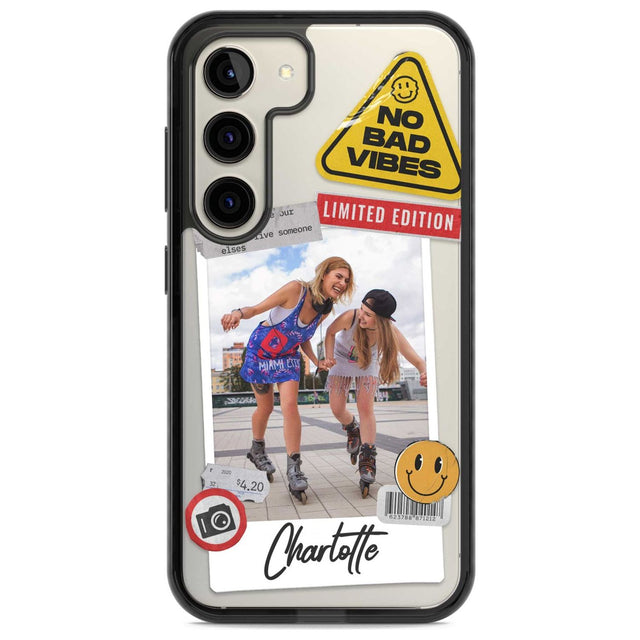 Personalised Sticker Mix Instant Photo Custom Phone Case Samsung S22 / Black Impact Case,Samsung S23 / Black Impact Case Blanc Space