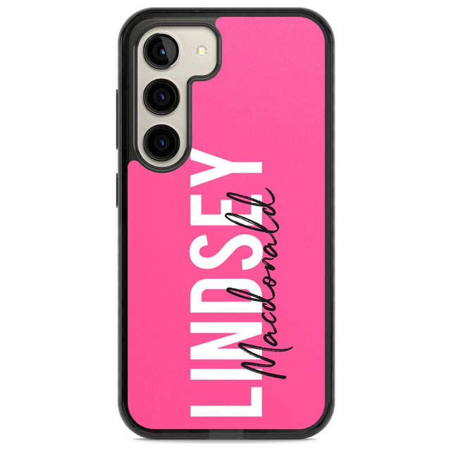 Personalised Bold Name: Pink Custom Phone Case Samsung S22 / Black Impact Case,Samsung S23 / Black Impact Case Blanc Space