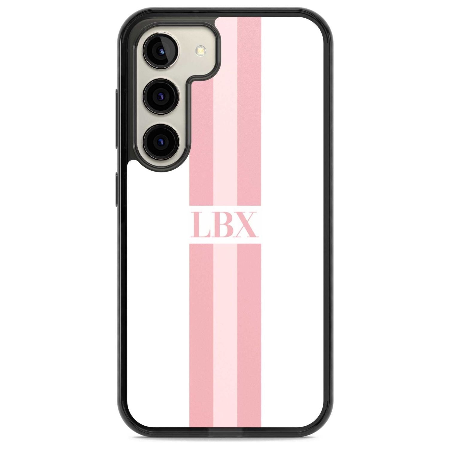 Personalised Minimal Pink Stripes Custom Phone Case Samsung S23 / Black Impact Case,Samsung S22 / Black Impact Case Blanc Space