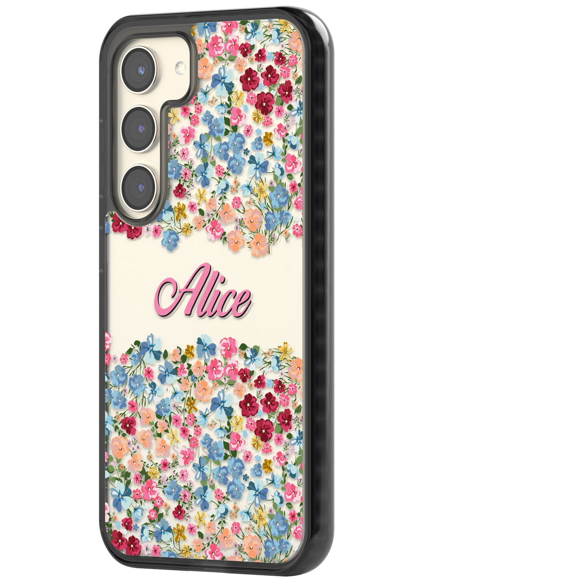 Personalised Venetian Meadow Samsung S22 / Samsung S22 Plus / Samsung S23 / Samsung S23 Plus / Samsung S24 / Samsung S24 Plus Impact Black Phone Case side